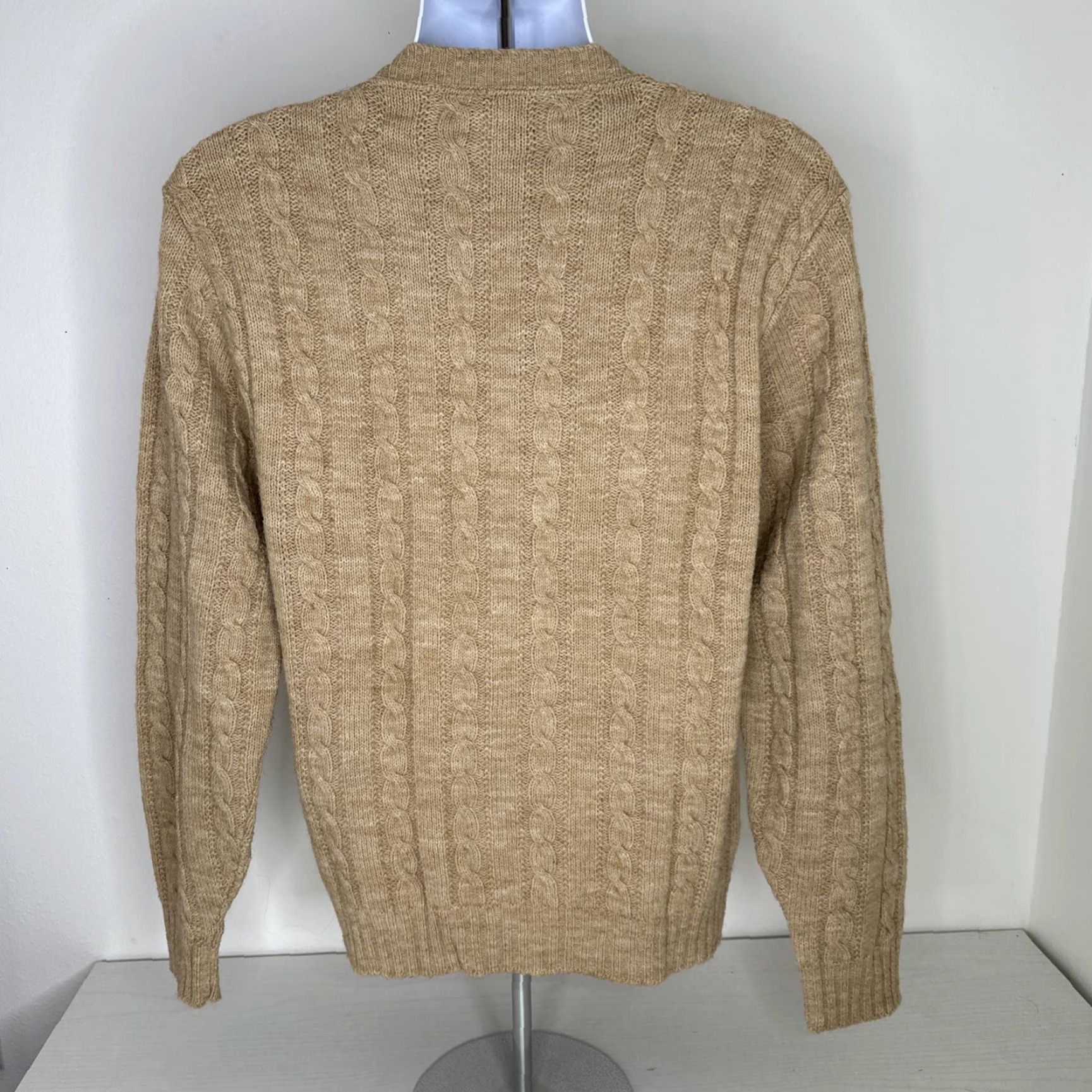 Jantzen VINTAGE Jantzen Sweater Cable-Knit Beige Brown Wool Mens Medium USA S13 Size US M / EU 48-50 / 2 - 2 Thumbnail