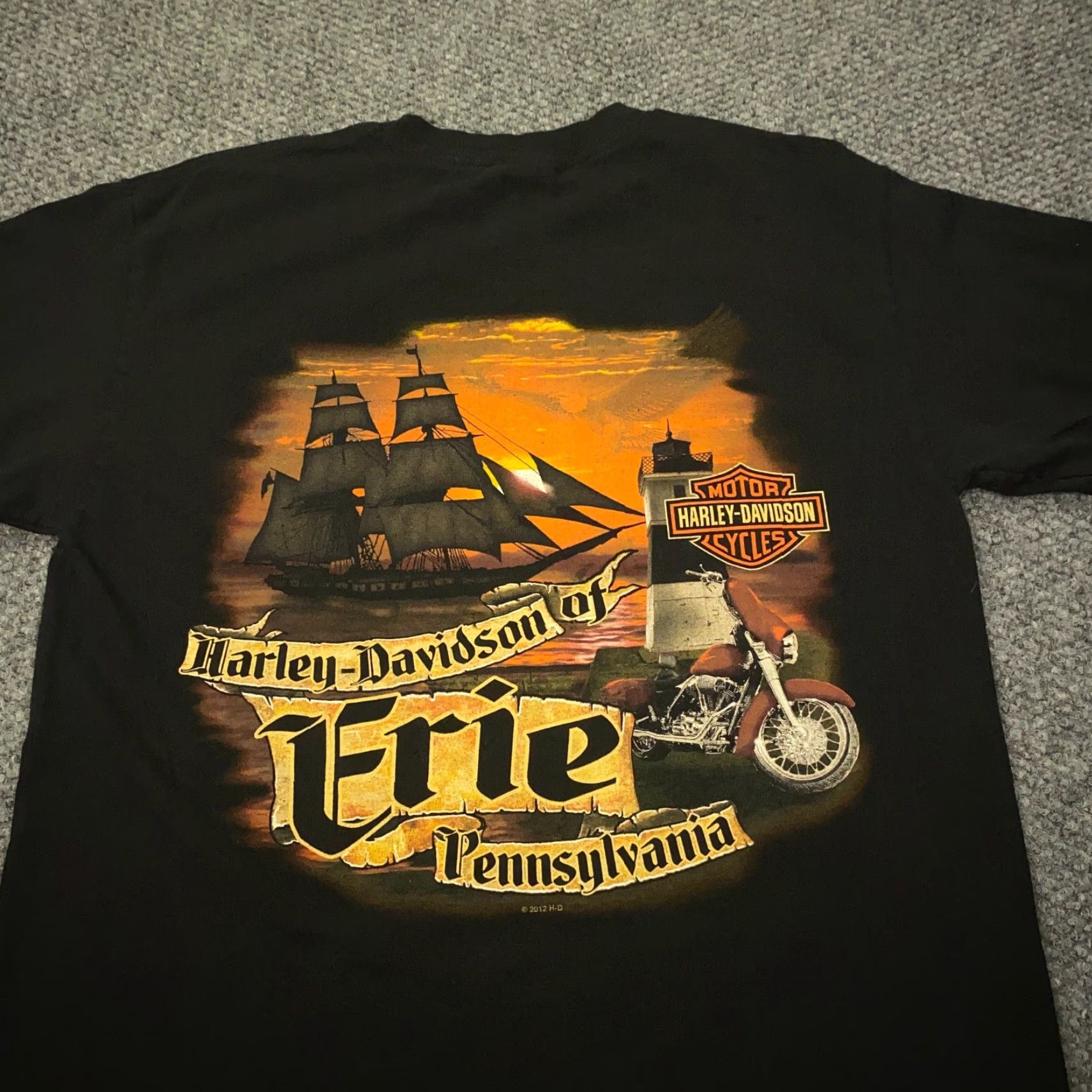 Harley Davidson Harley-Davidson Shirt Mens Black Cotton Jersey Short Sleeve Crew Neck I Got Mine Erie Pennsylvania - Motorcycle Biker Graphic Print Size US M / EU 48-50 / 2 - 6 Thumbnail
