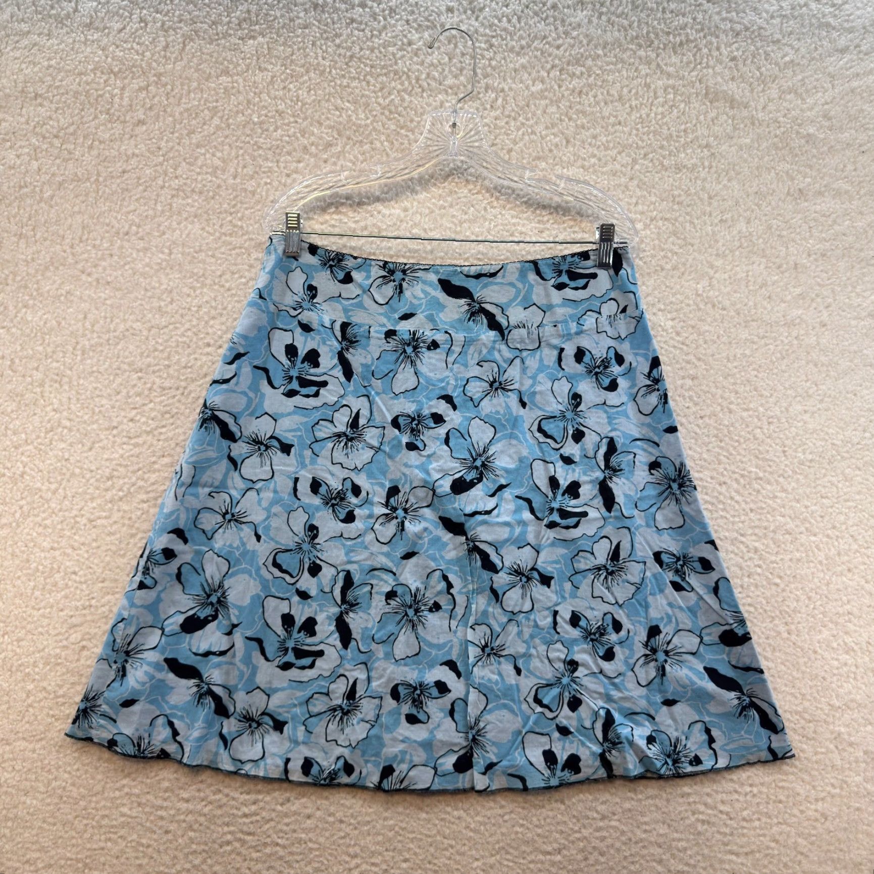 Vintage VINTAGE Skirt A-Line Floral Tropical Hawaiian Coconut Girl Blue 12 Large Cotton Womens? Size 34" / US 12 / IT 48 - 2 Thumbnail
