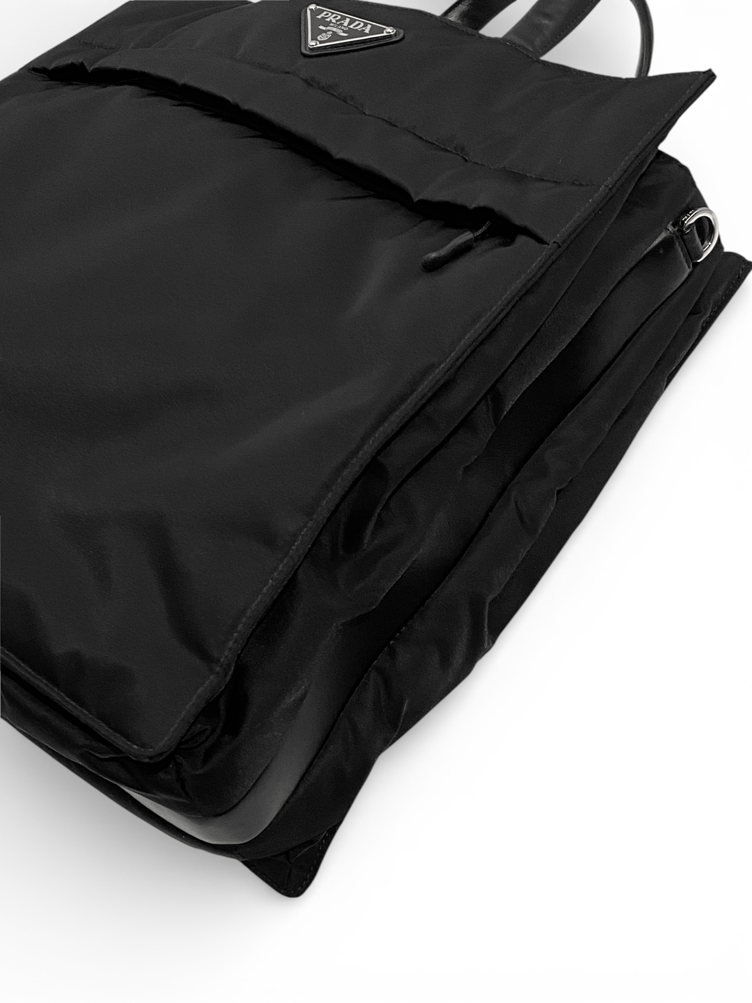 Prada Prada Triangle Logo Re Nylon Leather Hand Tote Large Bag Size ONE SIZE - 10 Thumbnail