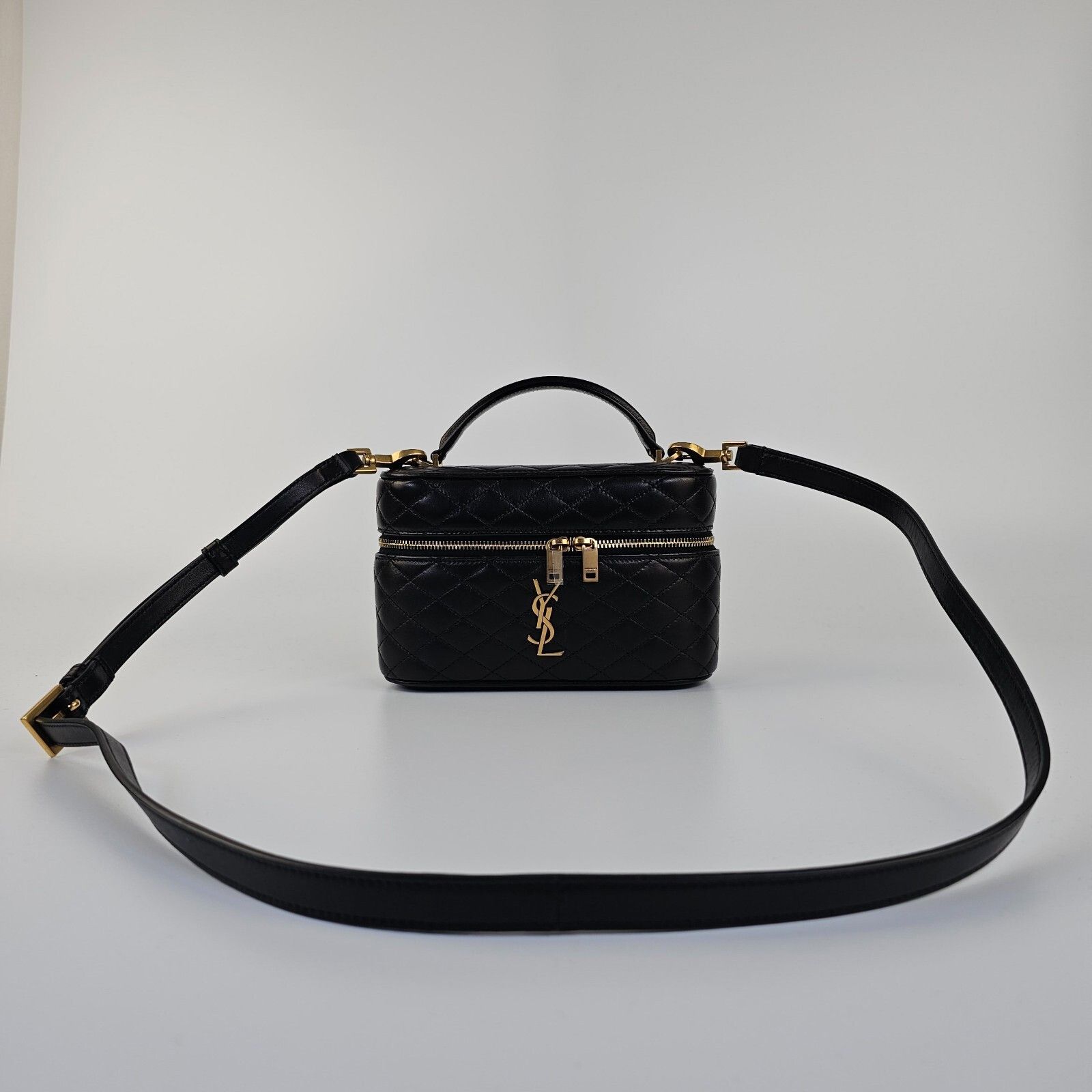 Saint Laurent Paris Saint Laurent Gaby Black Leather Vanity Bag New And Authenti Size ONE SIZE - 3 Thumbnail
