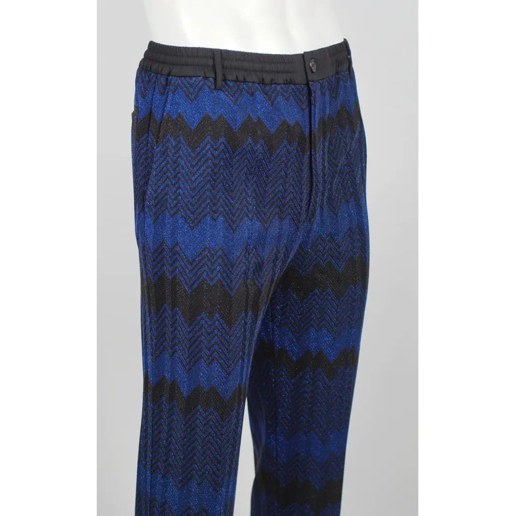 image of Missoni Zig Zag Mid-Rise Pants in Blue Mix, Men's (Size 33)