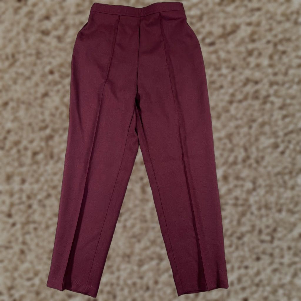 Vintage Bend Over Pants Womens 14 Red Pull On 100% Polyester Straight Leg 34x29 Pleated Size 36" / US 14 / IT 50 - 1 Thumbnail