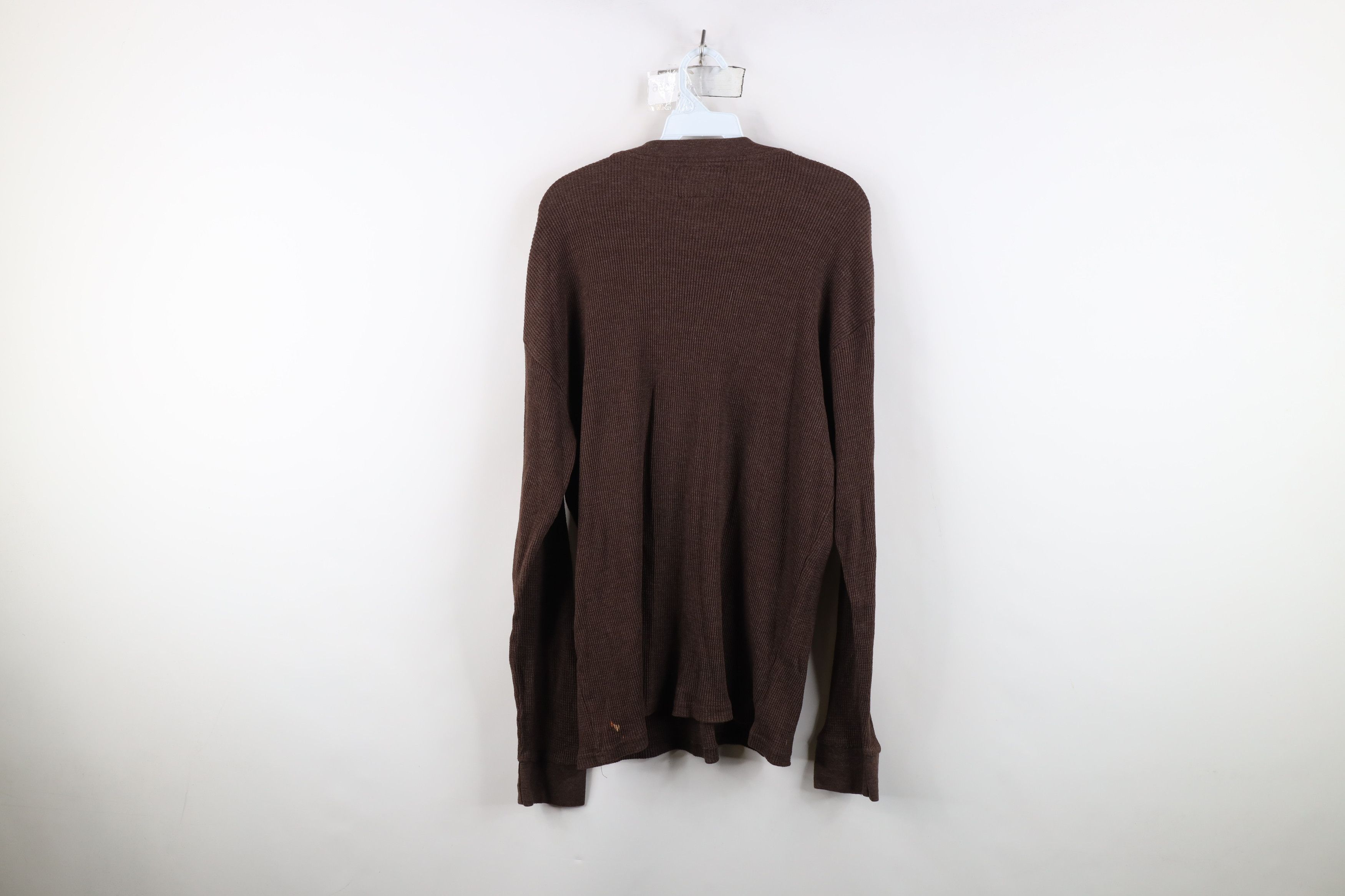 Vintage Vintage 90s Y2K Streetwear Thermal Waffle Knit T-Shirt Brown Size US XL / EU 56 / 4 - 8 Thumbnail