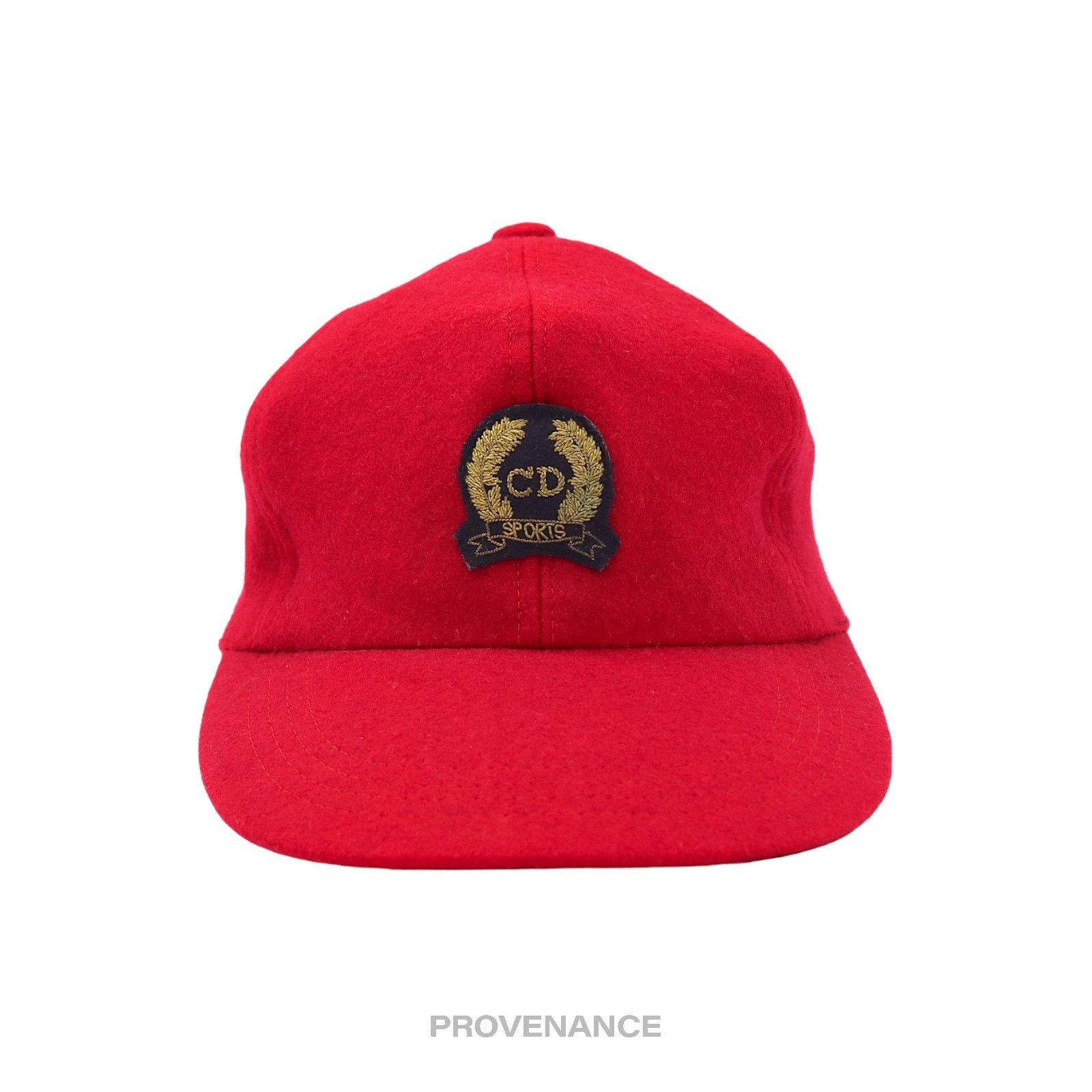 Dior Christian Dior CD Sports Snap Back Cap - Red Black Wool  Dior Red Knit Hat with White Logo display picture 1
