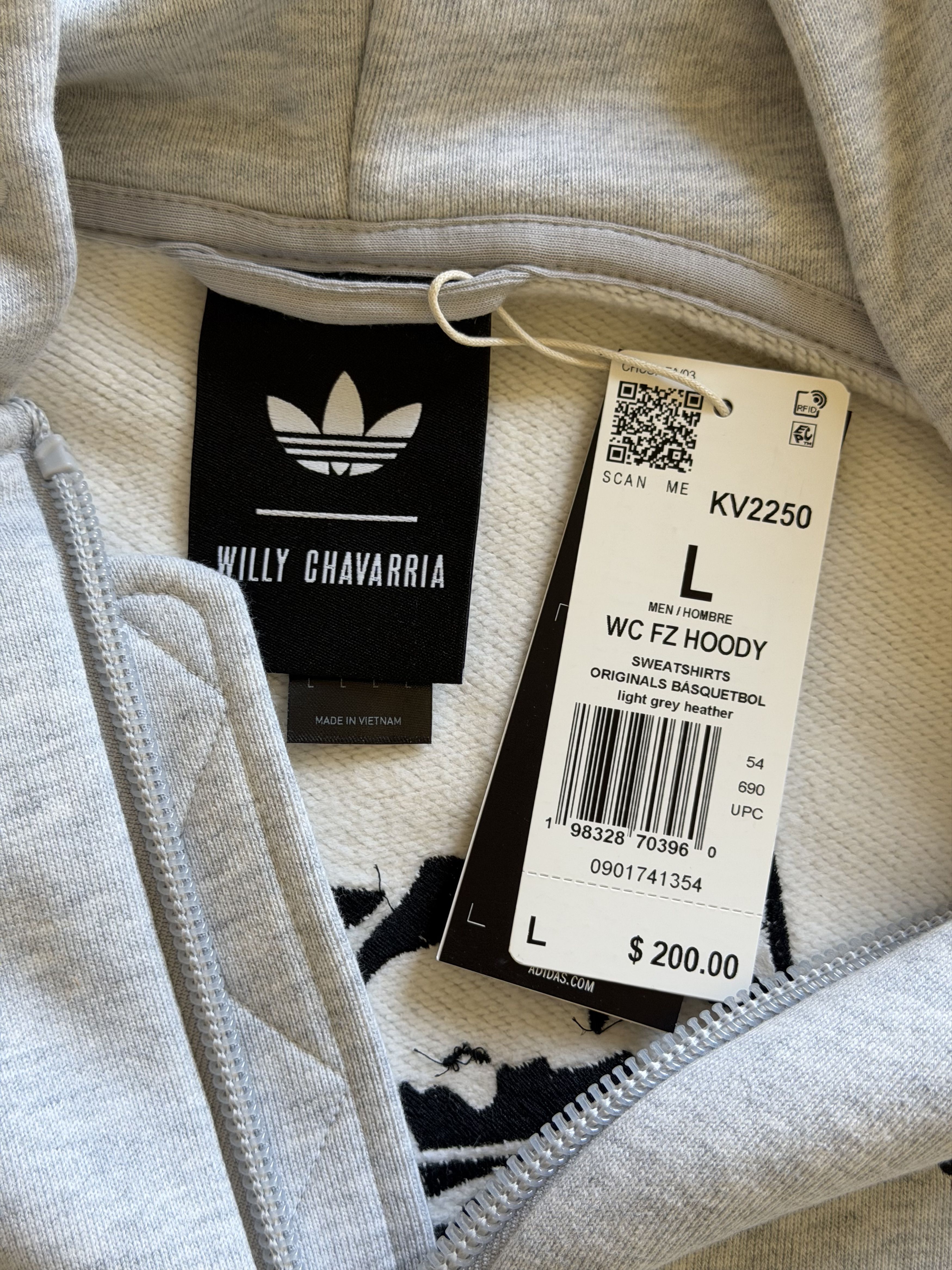 Adidas × Willy Chavarria Willy Chavarria Adidas Full Zip Hoodie in Gray Size US L / EU 52-54 / 3 - 7 Thumbnail