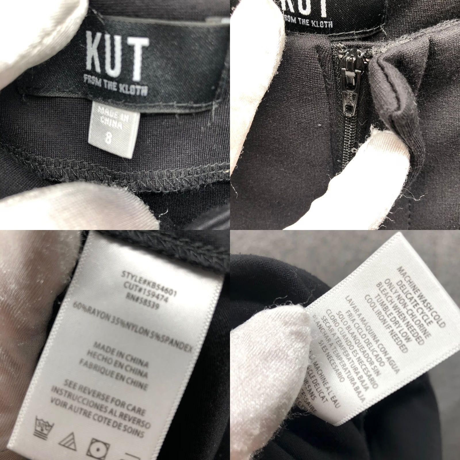 Vintage KUT from the Kloth Wide Leg Ponte Pants Women 8 Black High Rise Dress Size 30" / US 8 / IT 44 - 8 Thumbnail
