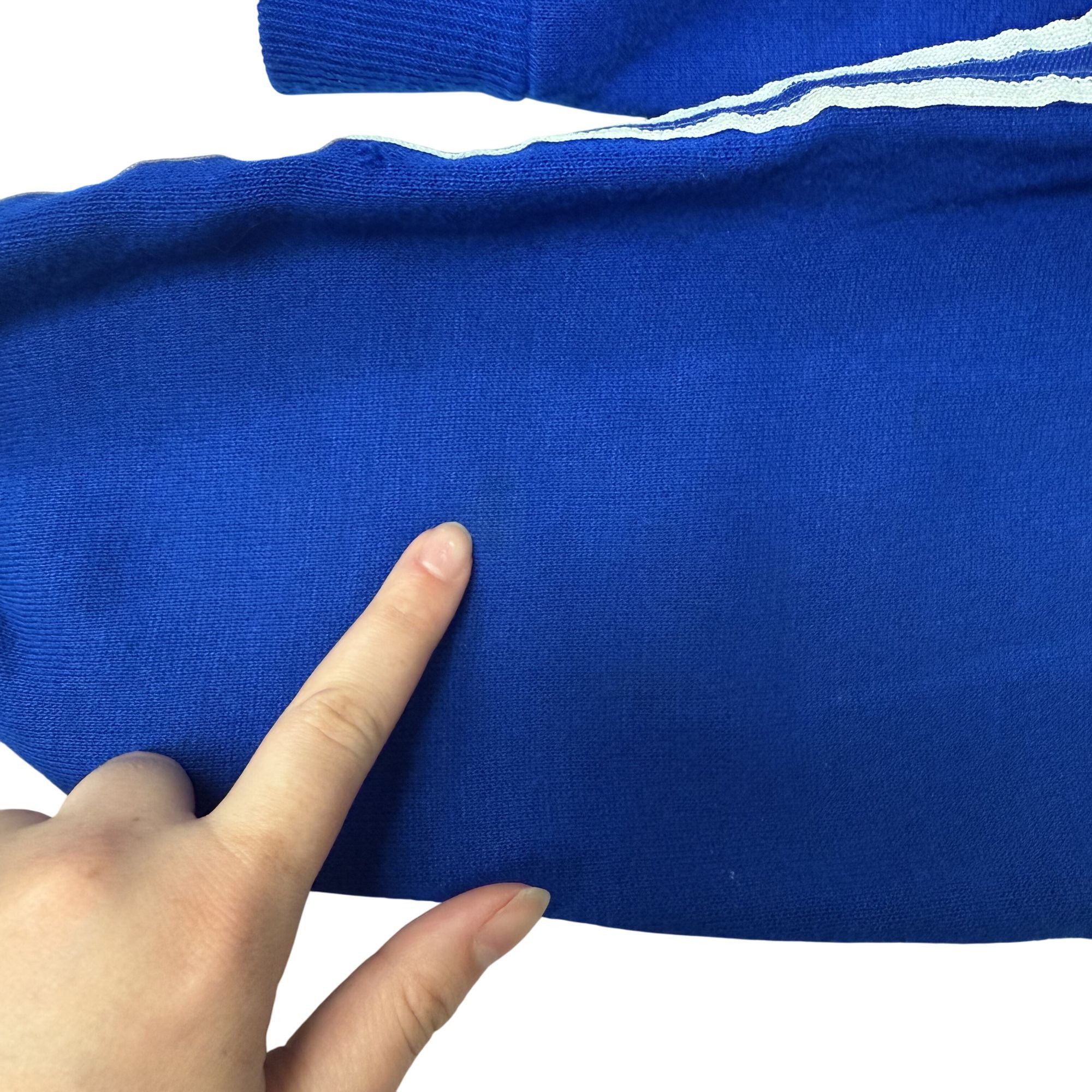 Other Vtg Royal Blue Acrylic White STRIPE Warm Up Running Jacket Size US M / EU 48-50 / 2 - 8 Thumbnail