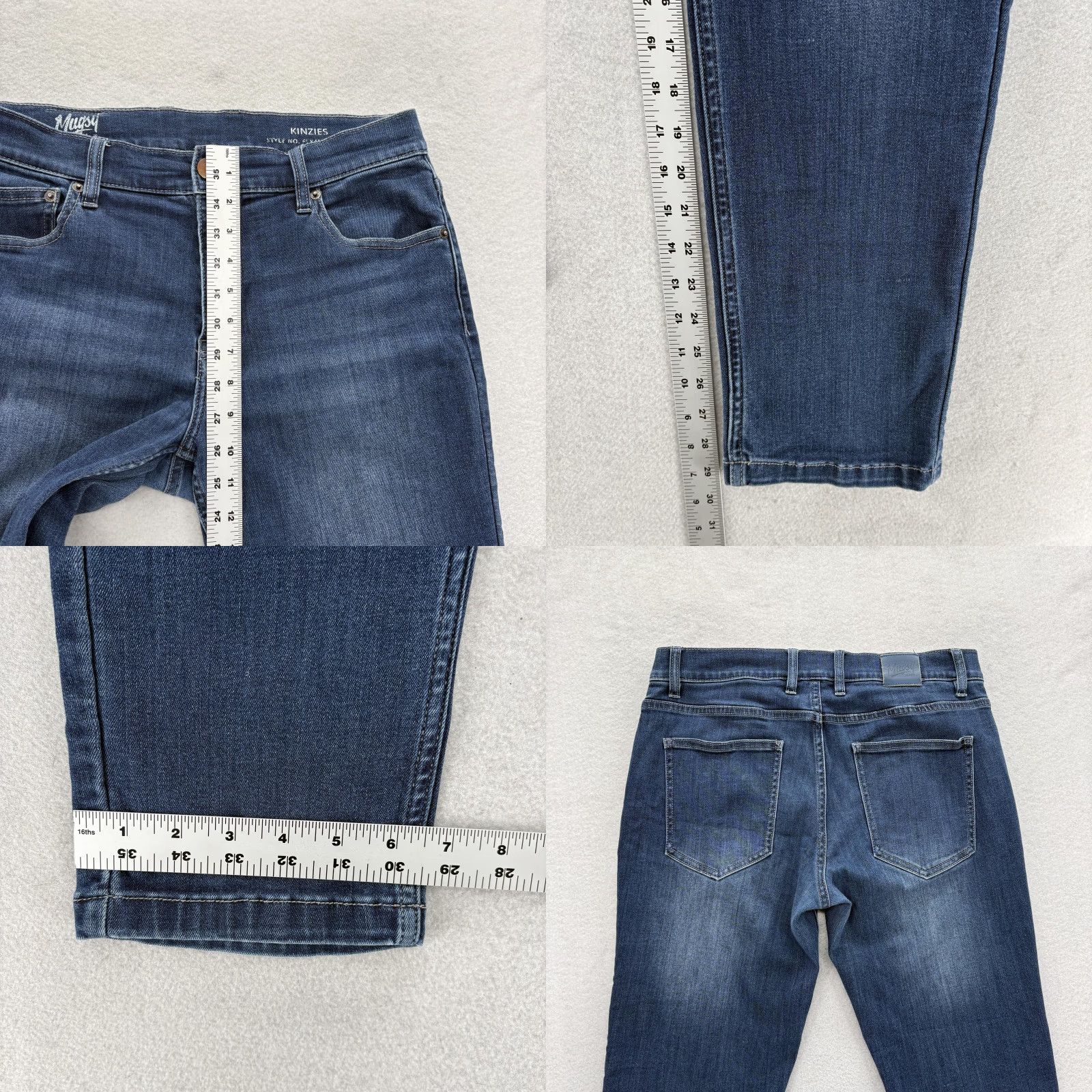 Denime Mugsy Kinzies Jeans Mens 32x30 Blue Medium Slim Straight Denim Jeans Size US 32 / EU 48 - 8 Thumbnail