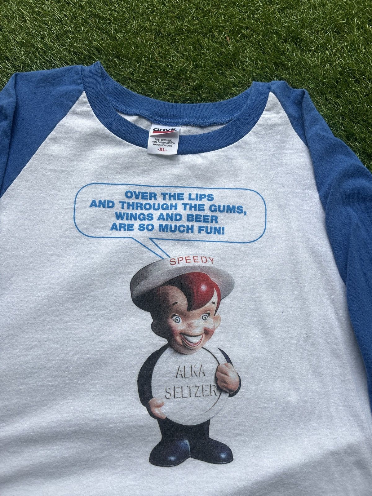 Vintage Vintage 90’s Alka-Seltzer Speedy Mascot Raglan Baseball Tee Size US XL / EU 56 / 4 - 2 Thumbnail