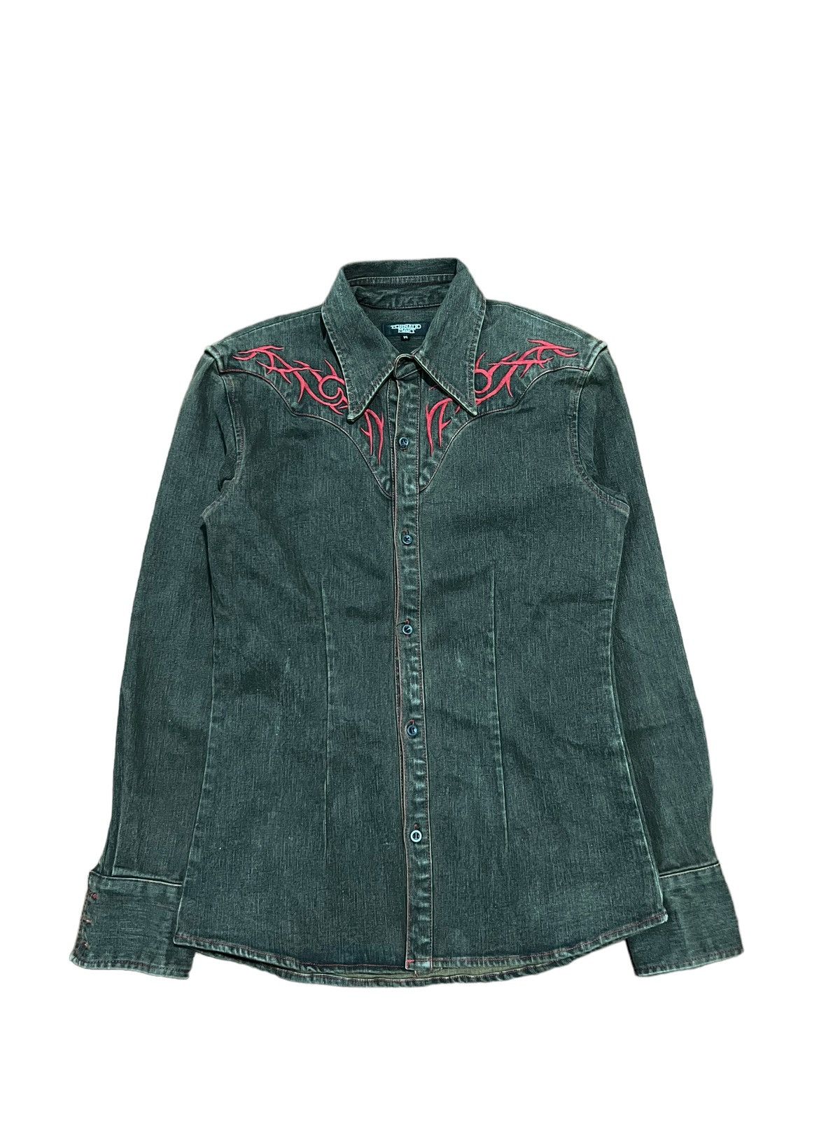 If Six Was Nine S/S 2005 Tornado Mart Mud-wash Tribal Denim Shirt