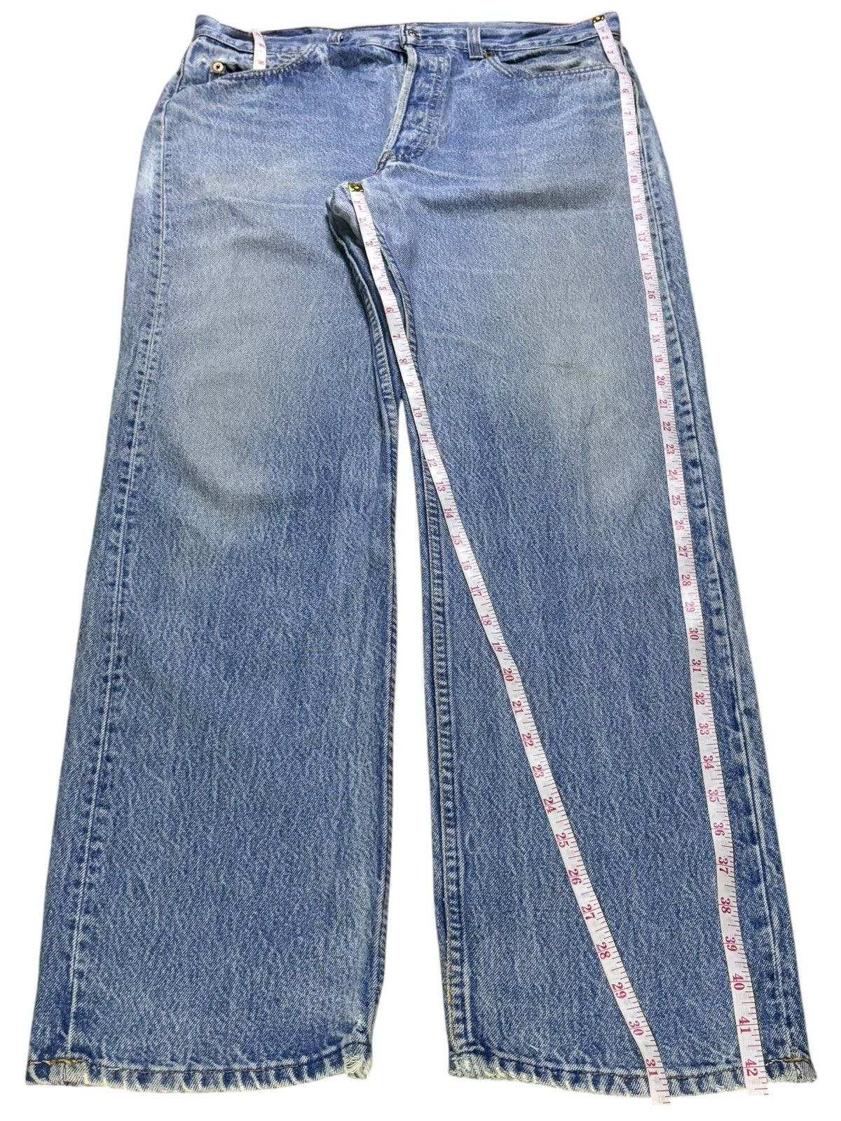 LVC × Levi's × Levi's Vintage Clothing Vintage 90s Levis Button S Mud Wash Distressed Rip Jeans Size US 33 - 13 Thumbnail