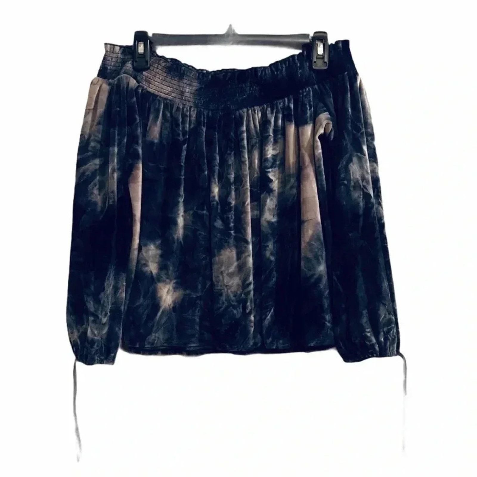 American Eagle Outfitters American Eagle Off Shoulder Top Tie Dye Velour Size S / US 4 / IT 40 - 1 Thumbnail