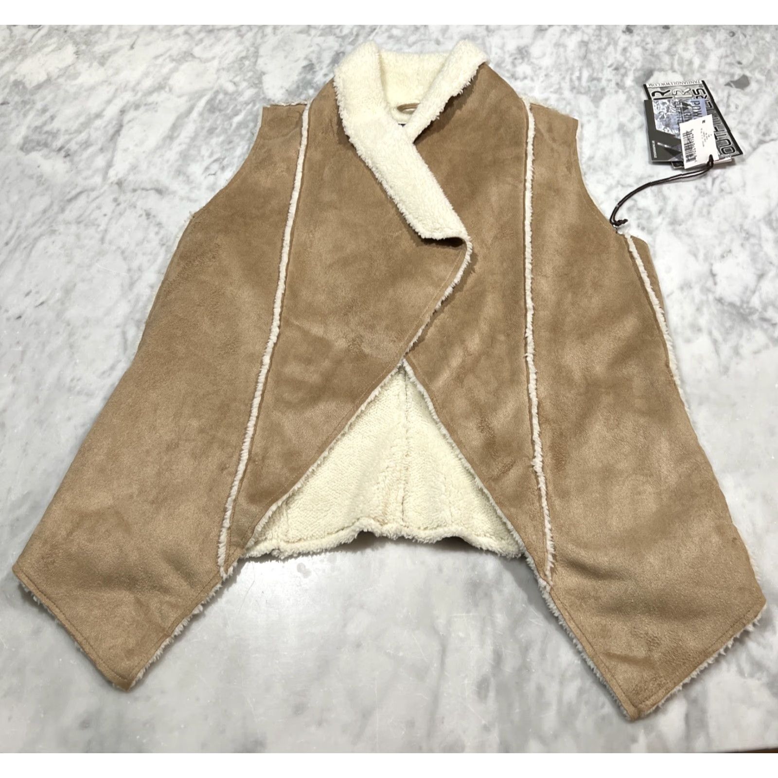 Vintage Powder River Outfitters Vest Womens Medium 58-3933 Micro Suede Tan By Panhandle Size M / US 6-8 / IT 42-44 - 2 Thumbnail