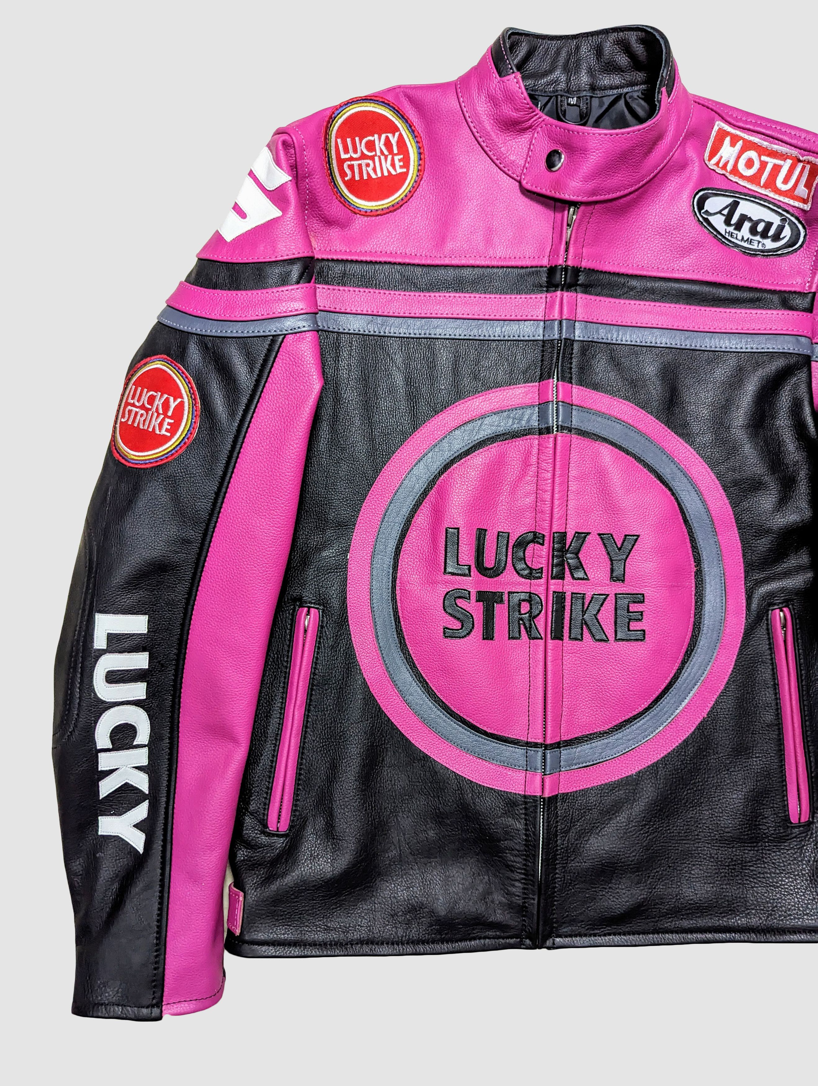 Other LUCKY STRIKE Rare Vintage PINK 90s Leather Jacket Size US XL / EU 56 / 4 - 3 Thumbnail