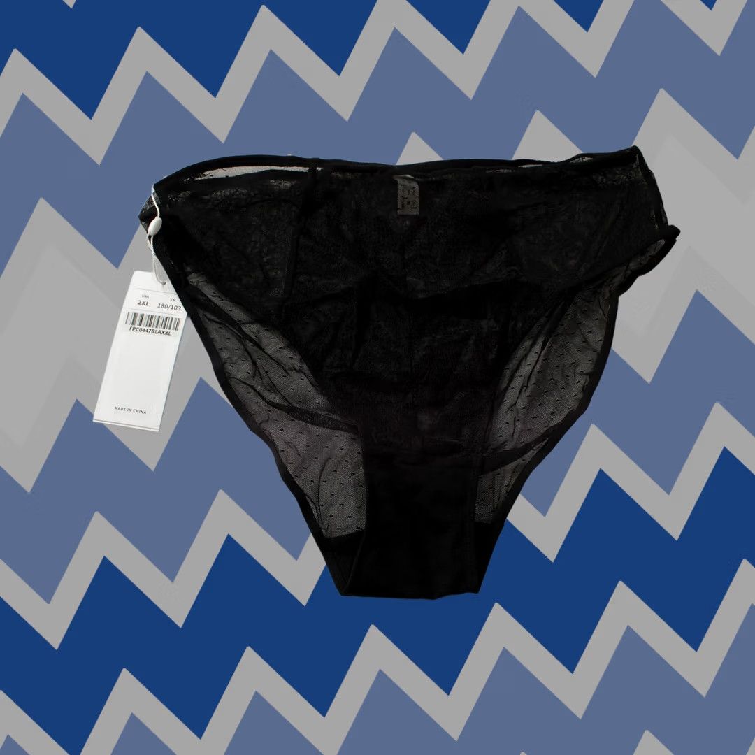Vintage HSIA Women's Enchante Lace Mid-Rise Bikini Panty ZG3 Black 2XL Size 40" / US 18 - 1 Thumbnail