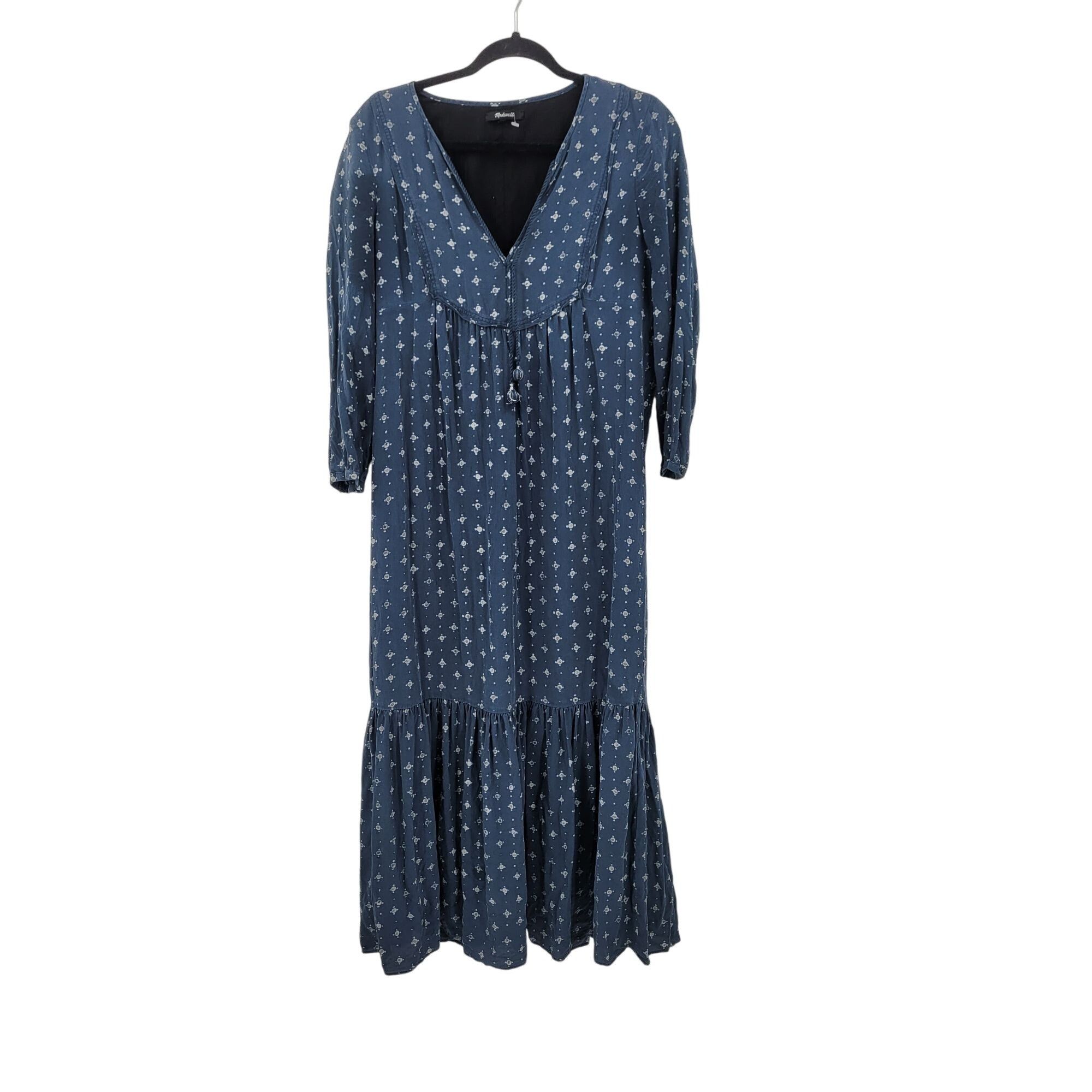 Madewell Madewell Womens Silk Medallion Dot Maxi Dress Blue Sz 4 Tier Size S / US 4 / IT 40 - 5 Thumbnail