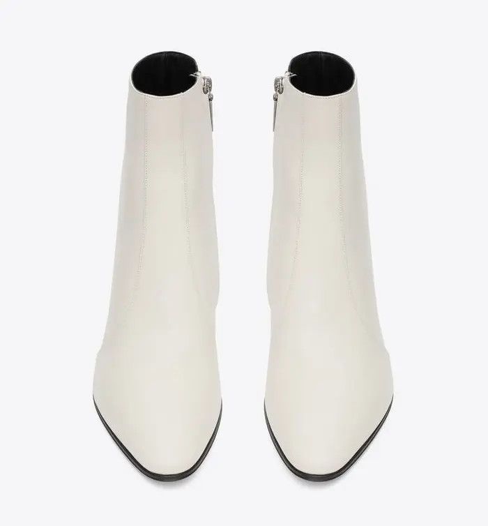 Saint Laurent Paris oc11z0126 732111 Vassili Boots In Smooth Leather in Pearl Size US 9 / EU 42 - 3 Thumbnail