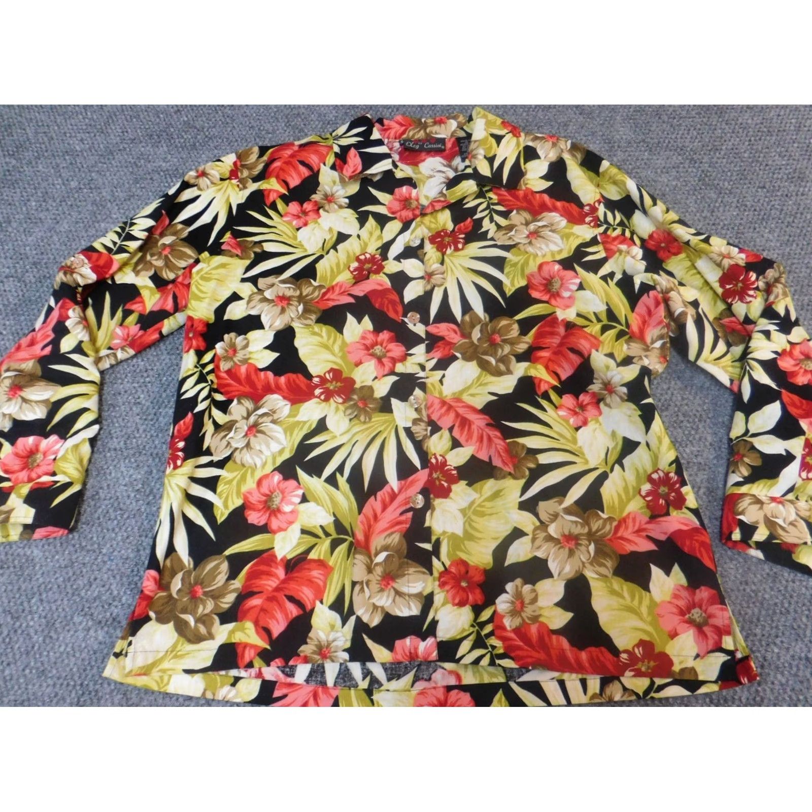 Oleg Cassini Oleg Cassini Womens Blouse XL Floral Multicolor Long Sleeve Collared Casual Button Shirt Women Size XL / US 12-14 / IT 48-50 - 6 Thumbnail