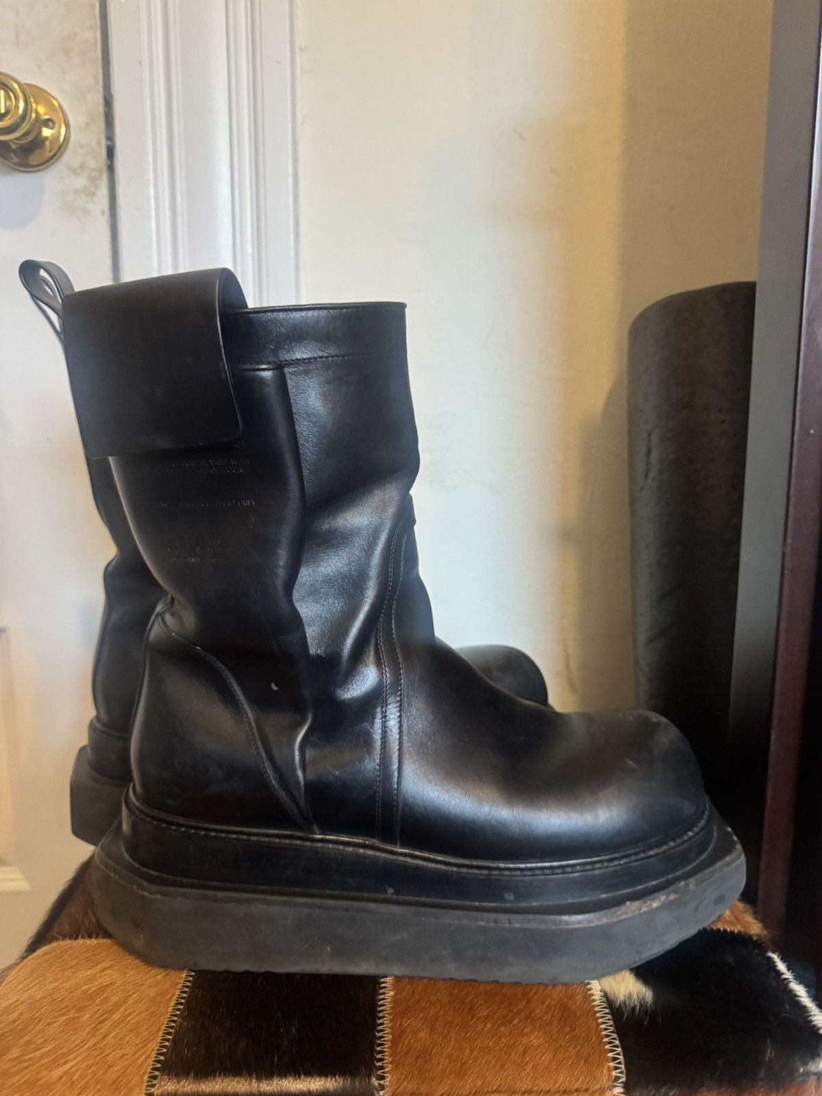 Rick Owens Black Porterville Pentalaced Turbo Cyclops Boots | Grailed