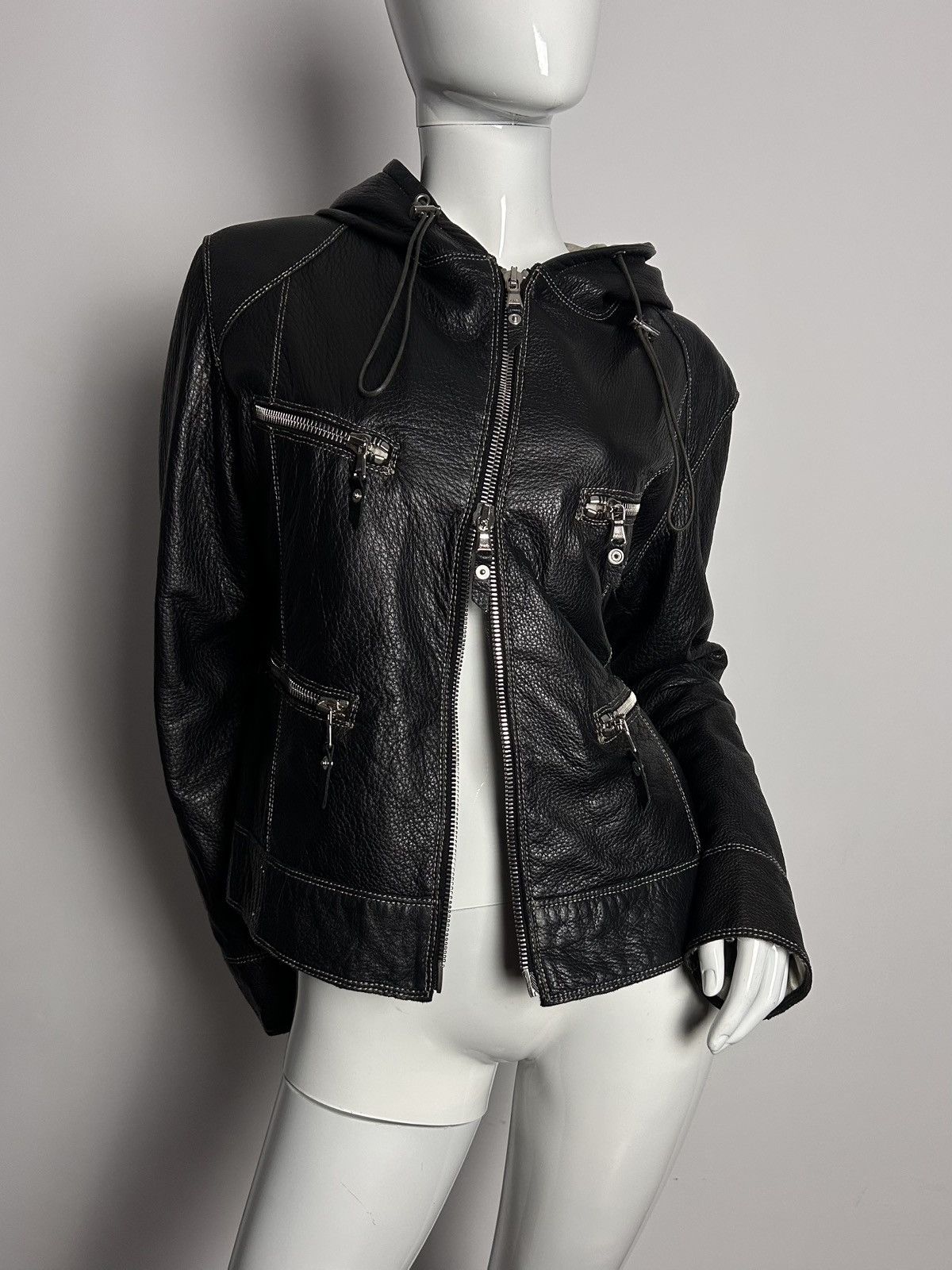 Other Vintage leather bomber jacket with hood Size M / US 6-8 / IT 42-44 - 2 Thumbnail
