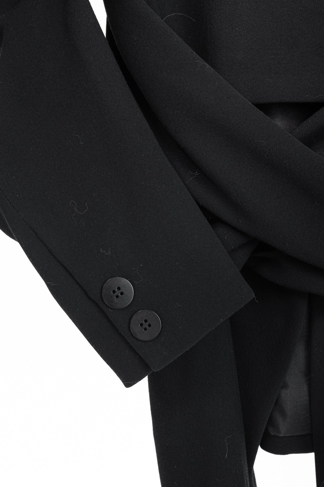 Donna Karan Donna Karan New York Black Wool-Crepe Wrap Blazer Size XS / US 0-2 / IT 36-38 - 7 Thumbnail