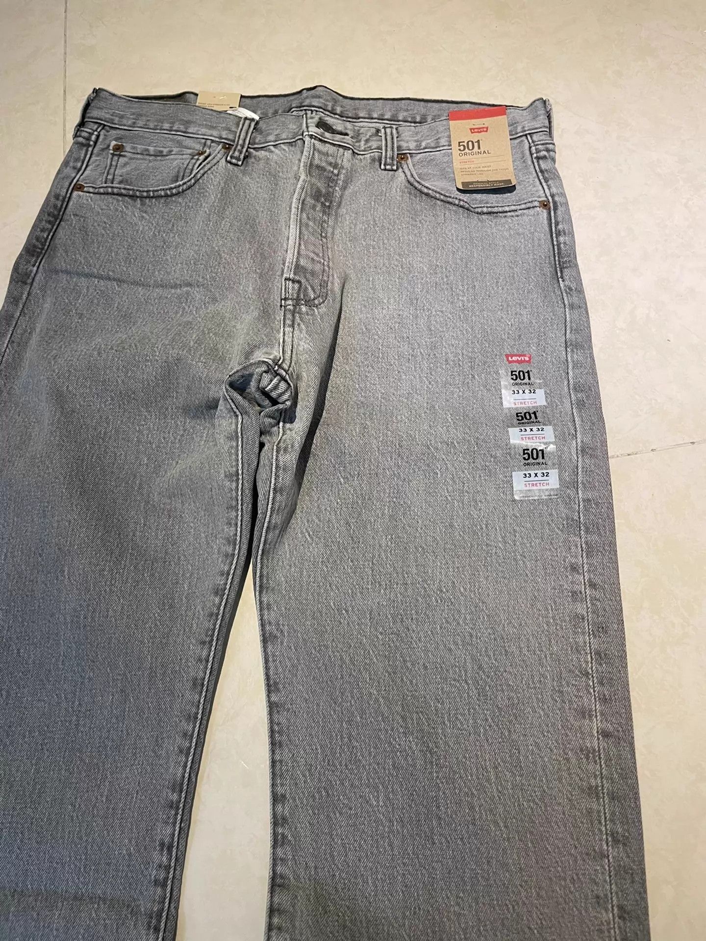 Levi's Levi's 501 Mid-Waist Straight Light Gray Wash Jeans Vintage Size US 33 - 2 Thumbnail