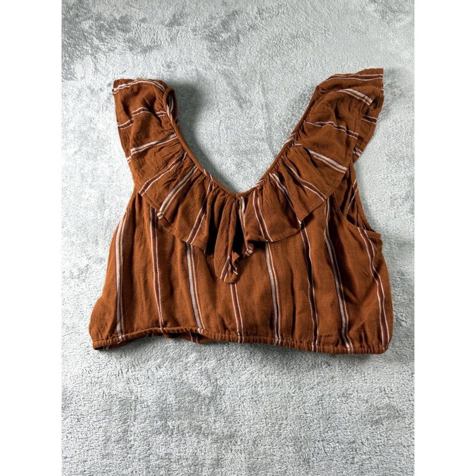 American Eagle Outfitters American Eagle Outfitters Cropped Knit Tank Rust L Boho Concert Ruffle Sleeve Women Size L / US 10 / IT 46 - 2 Thumbnail