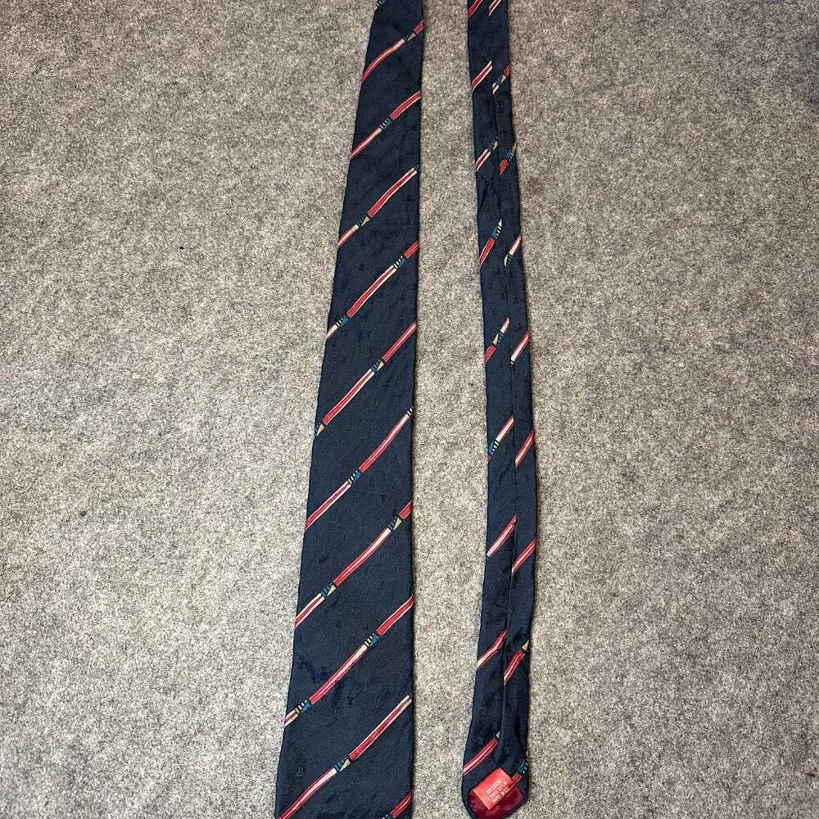 Lanvin Vintage Lanvin Paris Men’s Silk Tie – Navy with Red Stripe Size ONE SIZE - 3 Thumbnail
