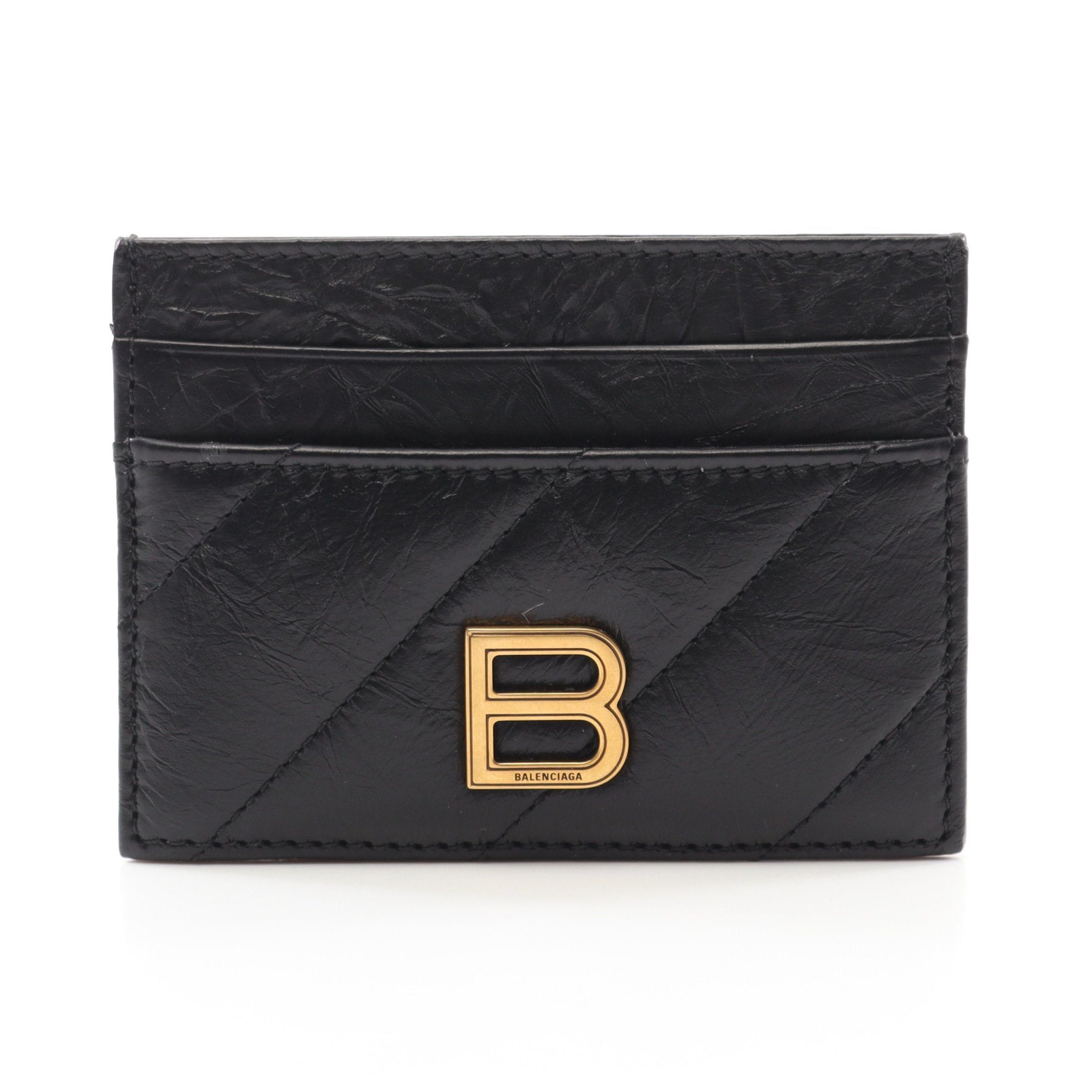 Balenciaga Balenciaga Crush Crash Card Case Name Holder Leather Black Size ONE SIZE - 1 Thumbnail