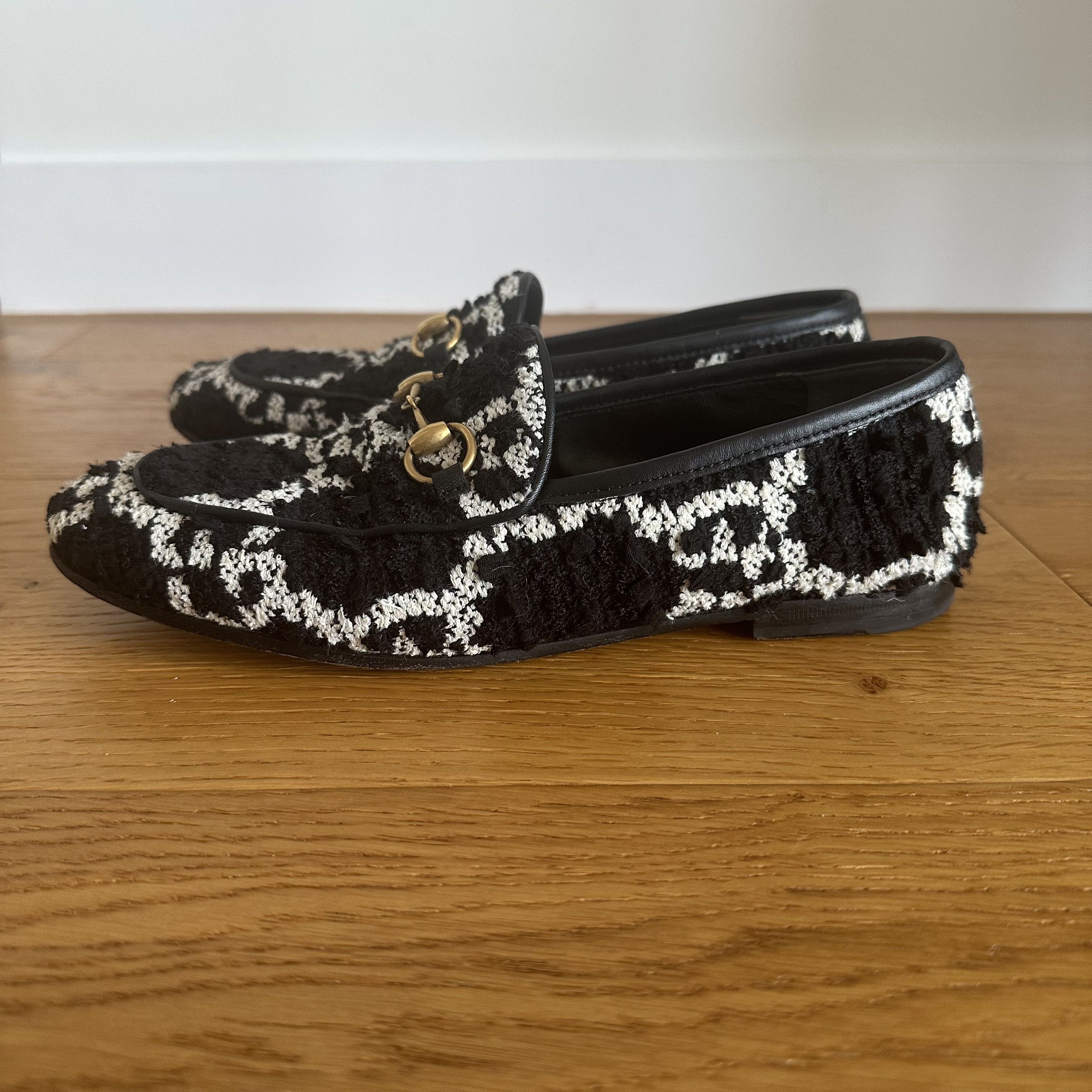 Gucci GUCCI Jordaan loafers in black and white GG Tweed Size US 6.5 / IT 36.5 - 5 Thumbnail