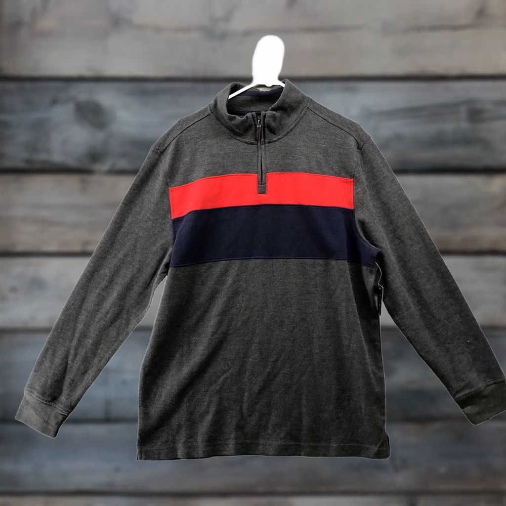 Club Room Club Room Sweater Mens L Gray 1/4 Zip Pullover French Rib Colorblock Size US L / EU 52-54 / 3 - 1 Thumbnail