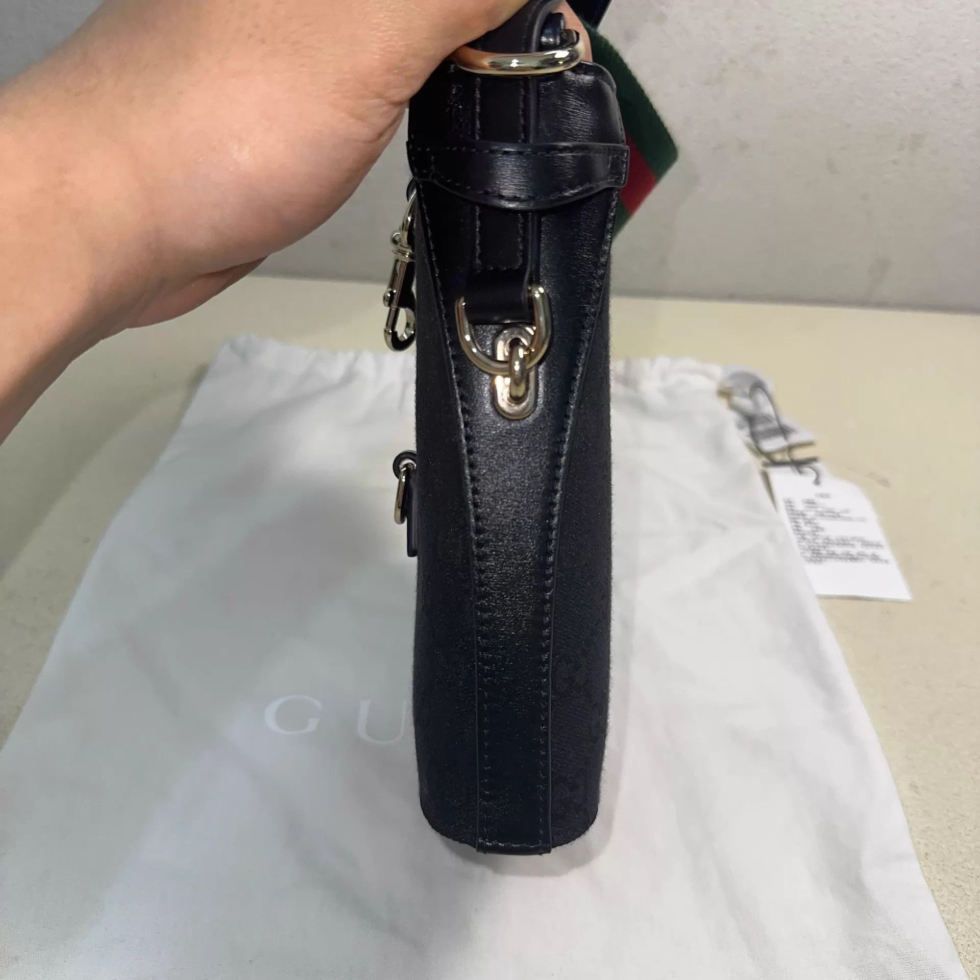 Gucci GUCCI Mini Bucket Bag Black Canvas Leather Trim Size ONE SIZE - 7 Thumbnail