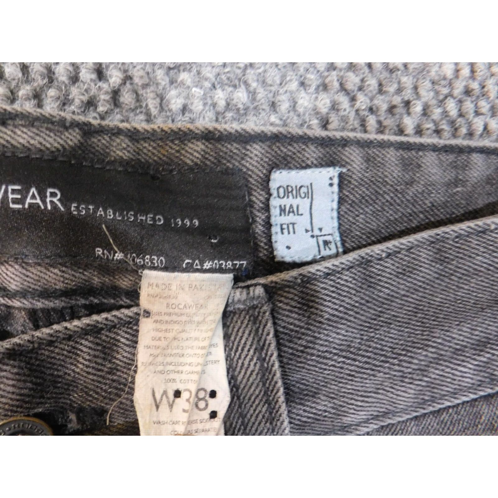 Rocawear VINTAGE Rocawear Jeans Waist 38 Inseam 32 Black Mens Hip Hop Baggy Straight Cotton Denim Zip Pockets 90s 2000s Size US 38 / EU 54 - 3 Thumbnail