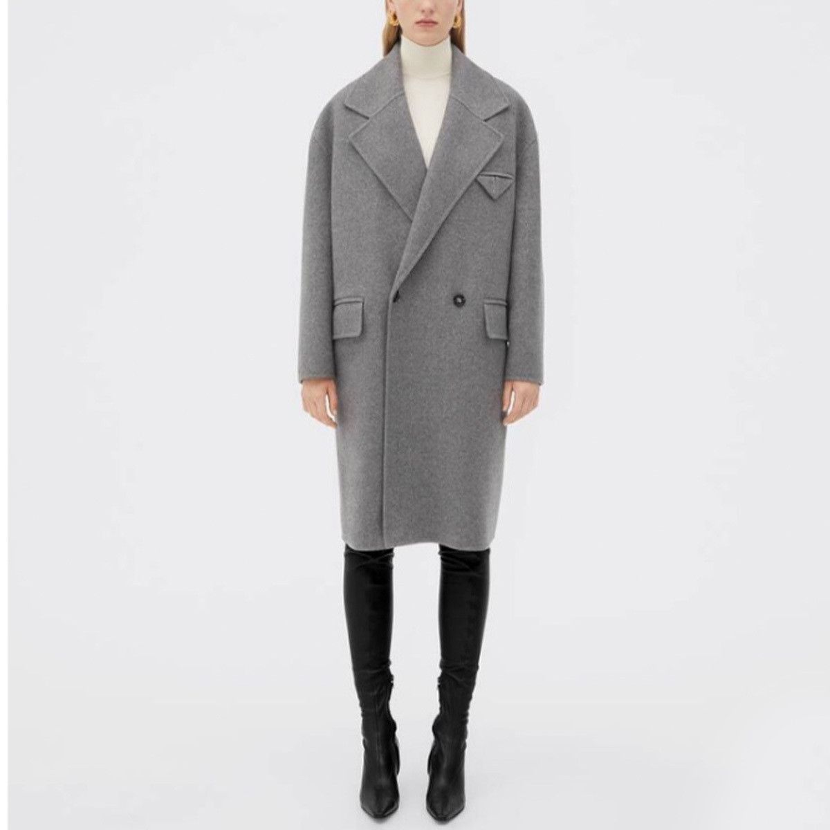 Bottega Veneta o1n1vont0724 Double Coat in Grey Size S / US 4 / IT 40 - 2 Thumbnail