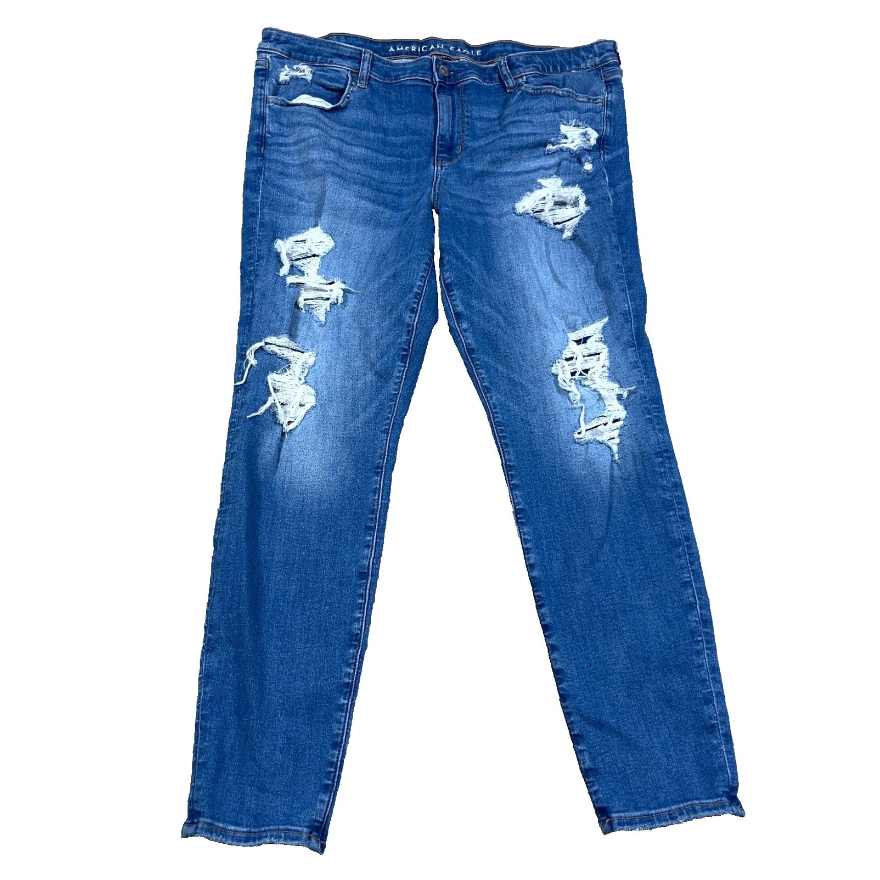 American Eagle Outfitters American Eagle Jeans Women 18 High Rise Jegging Med Wash Distressed Blue 90s Style Mens? Size 40" / US 18 - 2 Thumbnail