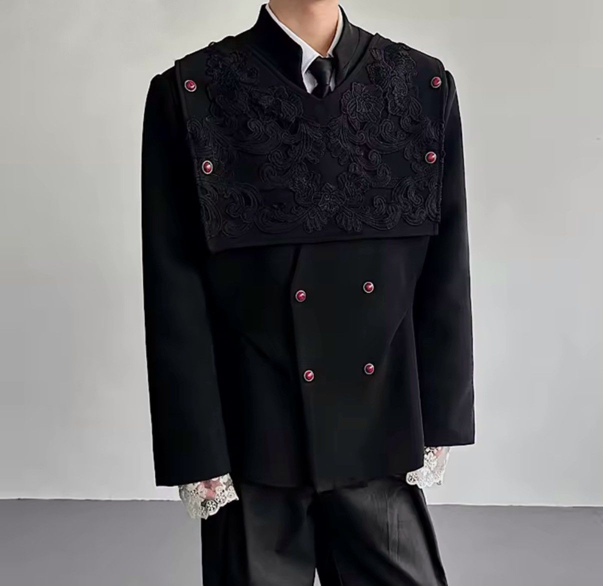 Japanese Brand Japanese Designer Patchwork V Collar Blazer Jacket Size US L / EU 52-54 / 3 - 1 Thumbnail