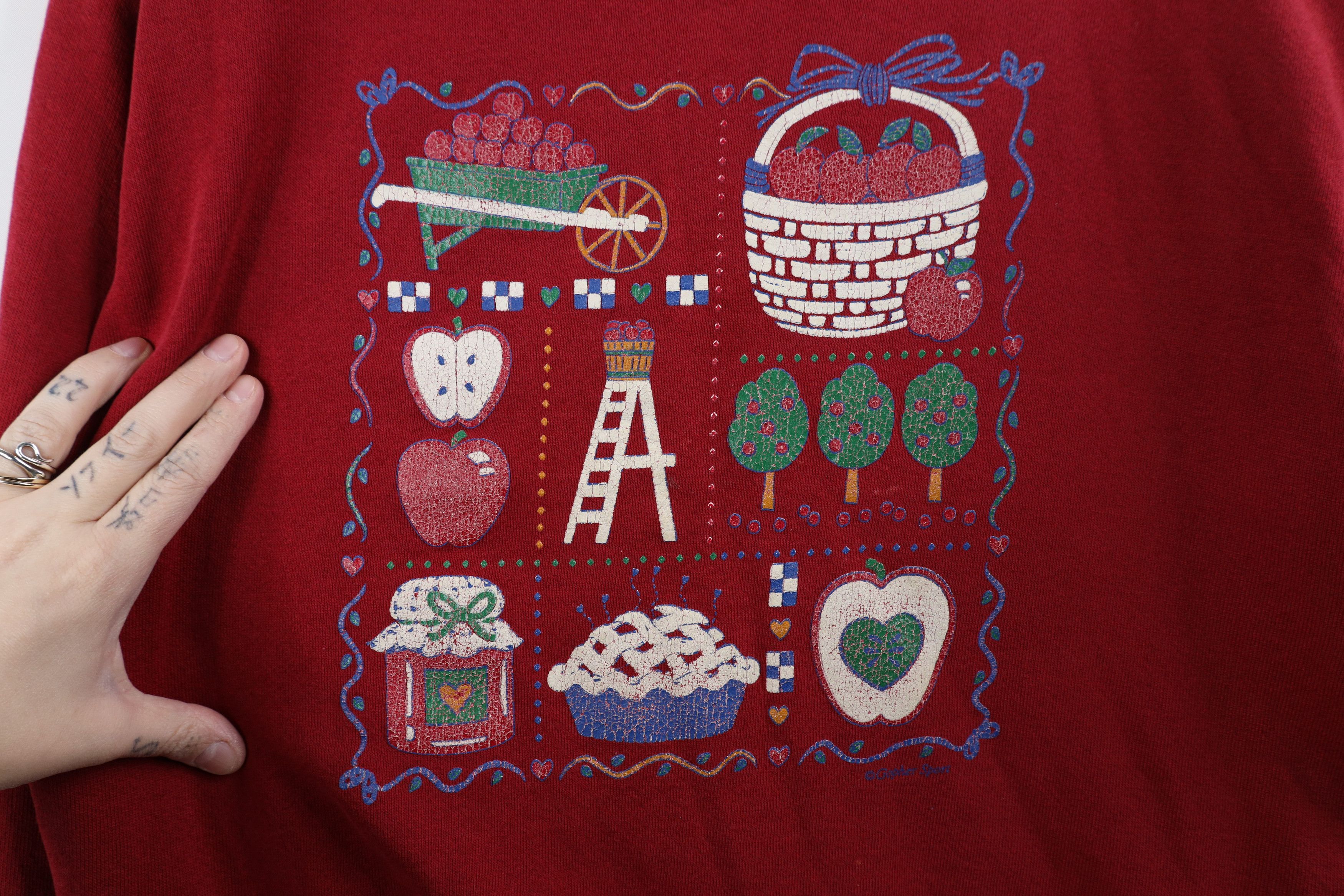 Vintage Vintage 90s Streetwear Country Farmhouse Apple Sweatshirt Size L / US 10 / IT 46 - 4 Thumbnail