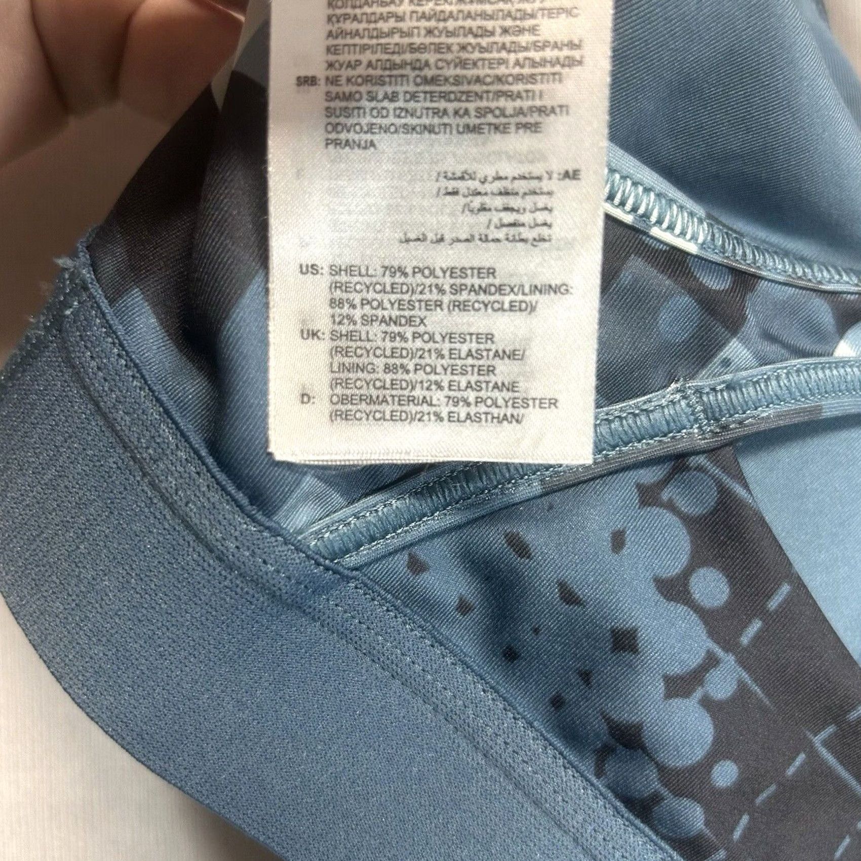 Adidas Adidas Sports Bra Women's M Digi Motion Print Blue Tones Primegreen Activewear Geometric Logo Racerback M Womens Size ONE SIZE - 6 Thumbnail