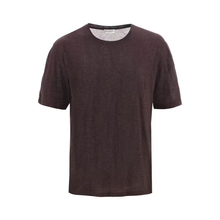 image of Saint Laurent Paris O1S22I1N0524 Cotton T-Shirt In Brown, Men's (Size Large)