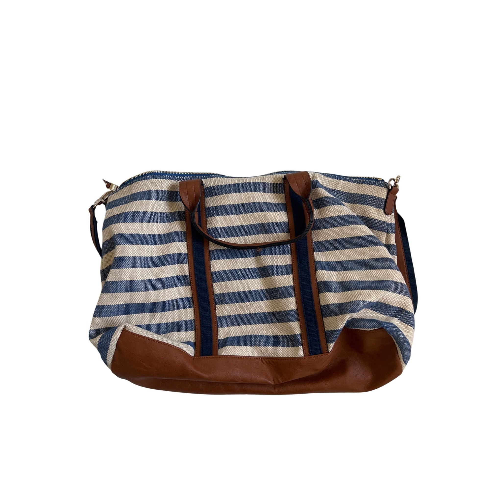 Splendid Splendid Nautical Striped Canvas & Leather Weekender Bag Size ONE SIZE - 3 Thumbnail