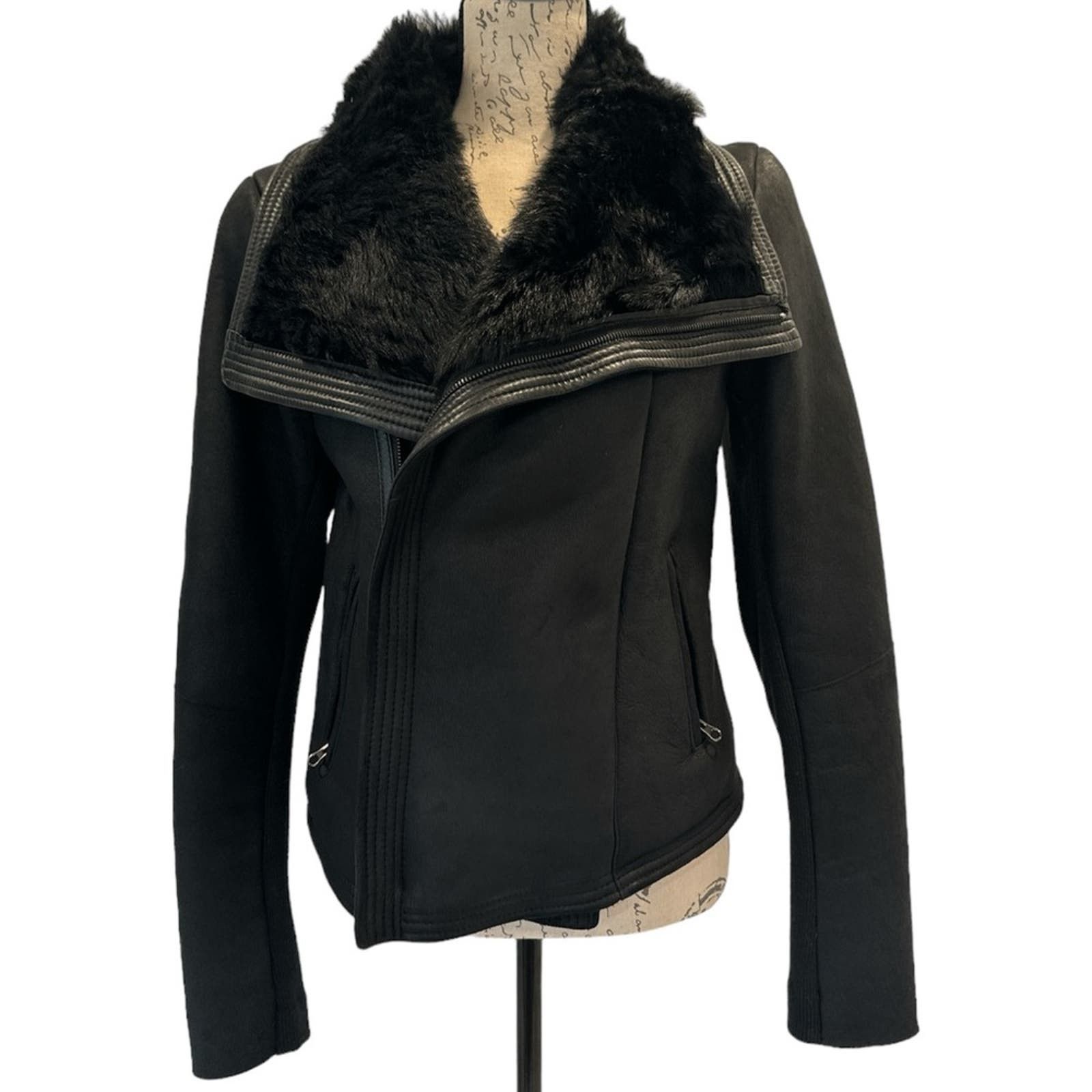 image of Boutique Brand Shearling Jacket in Black, Women's (Size Large)