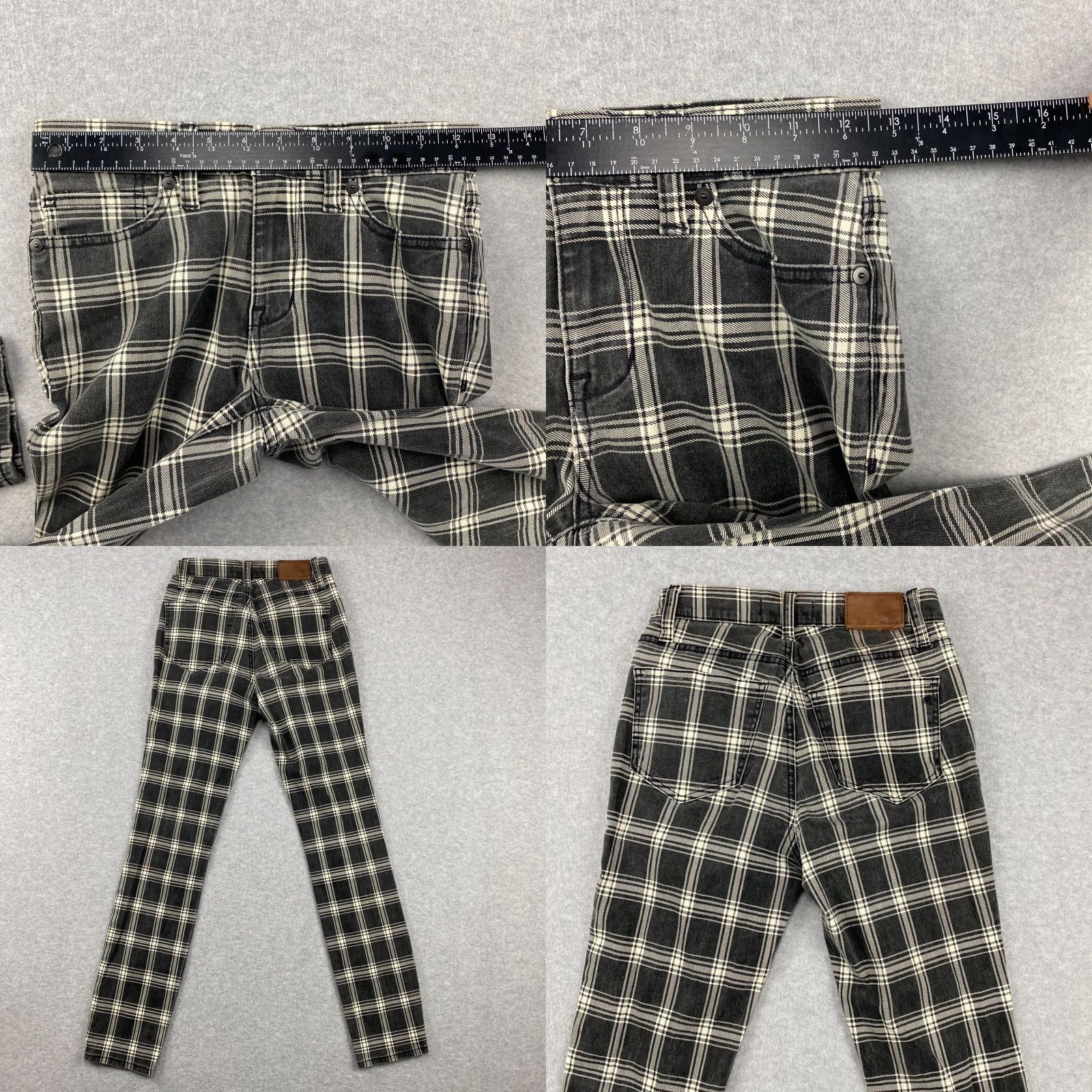 Madewell Madewell High Riser Skinny Jeans Womens 24 Black White Plaid Stretch Pockets Size 42" / US 20 - 8 Thumbnail