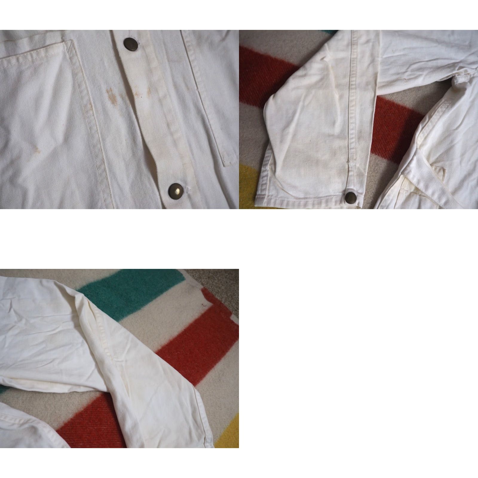 Vintage VTG Standard Seattle White Canvas Chore Coat L Mens Seminar Snaps Chainstitch Jacket Size US L / EU 52-54 / 3 - 9 Thumbnail