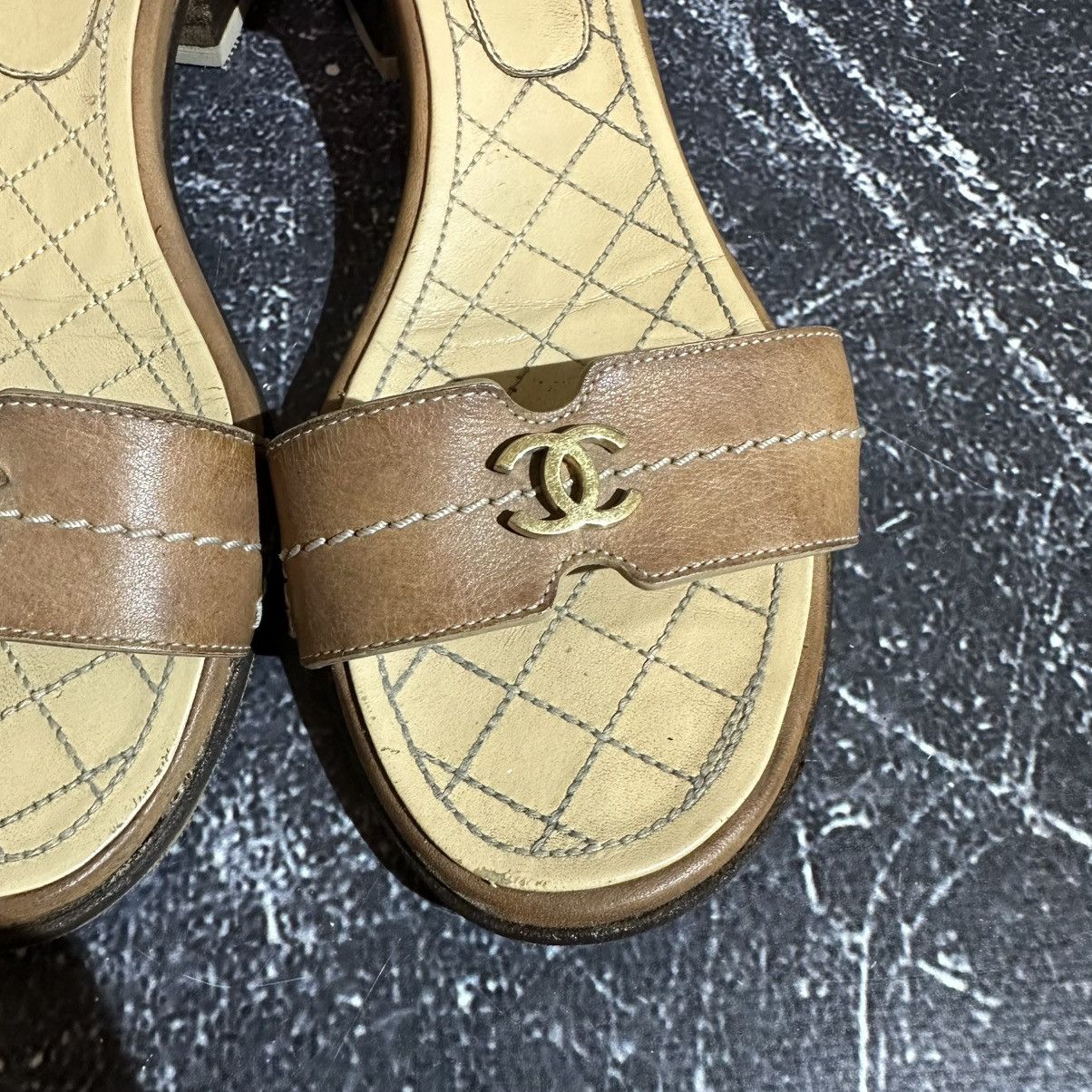 Chanel VINTAGE CHANEL - Women’s Leather Sandals Size 39.5 Size US 9.5 / IT 39.5 - 9 Thumbnail