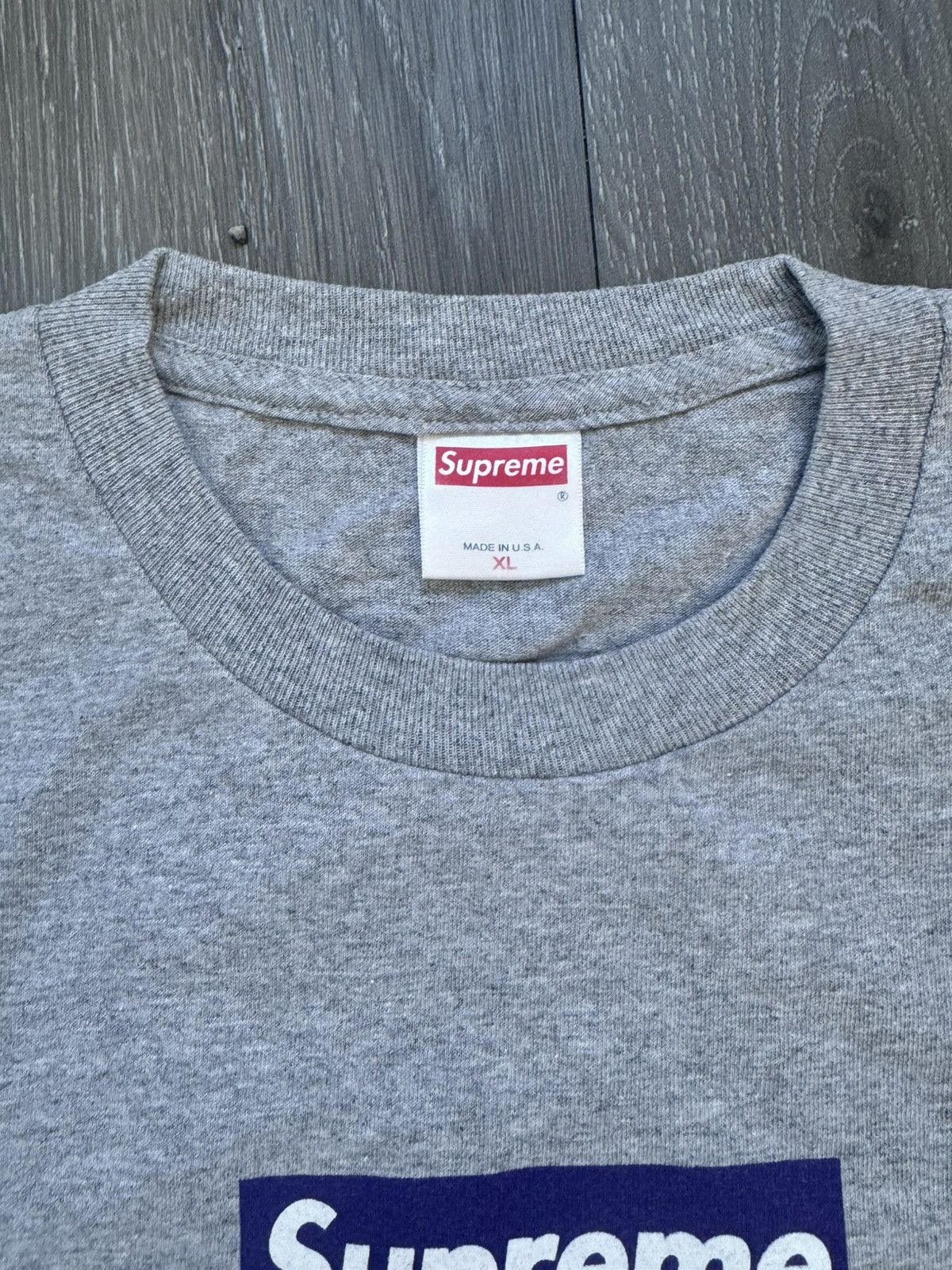 Supreme Supreme Purple on Grey Box Logo Tee 1998 Size US XL / EU 56 / 4 - 4 Thumbnail