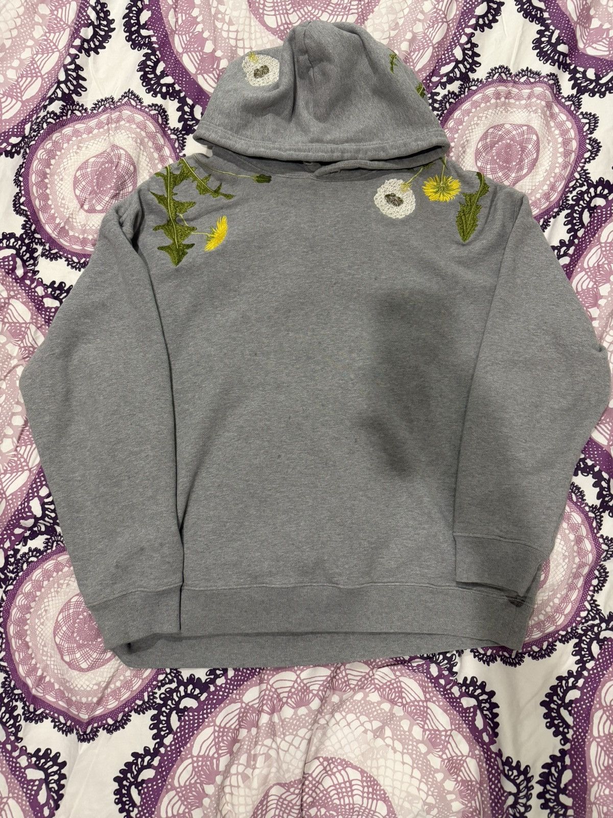 LOEWE GREY FLORAL ANAGRAM HOODIE