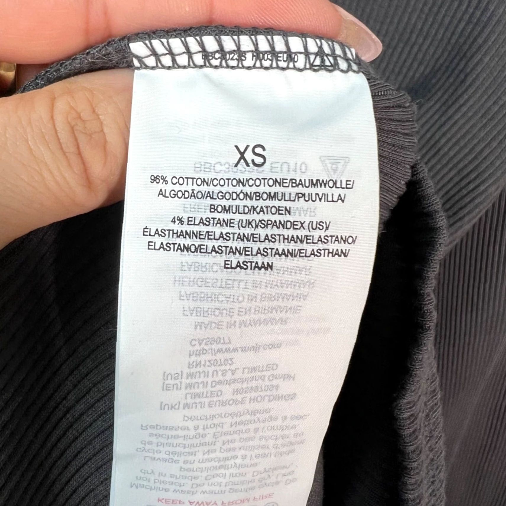Muji MUJI Womens XS Dark Grey Ribbed Crew Neck Long Sleeve T-Shirt Organic Blend NEW Size XS / US 0-2 / IT 36-38 - 3 Thumbnail