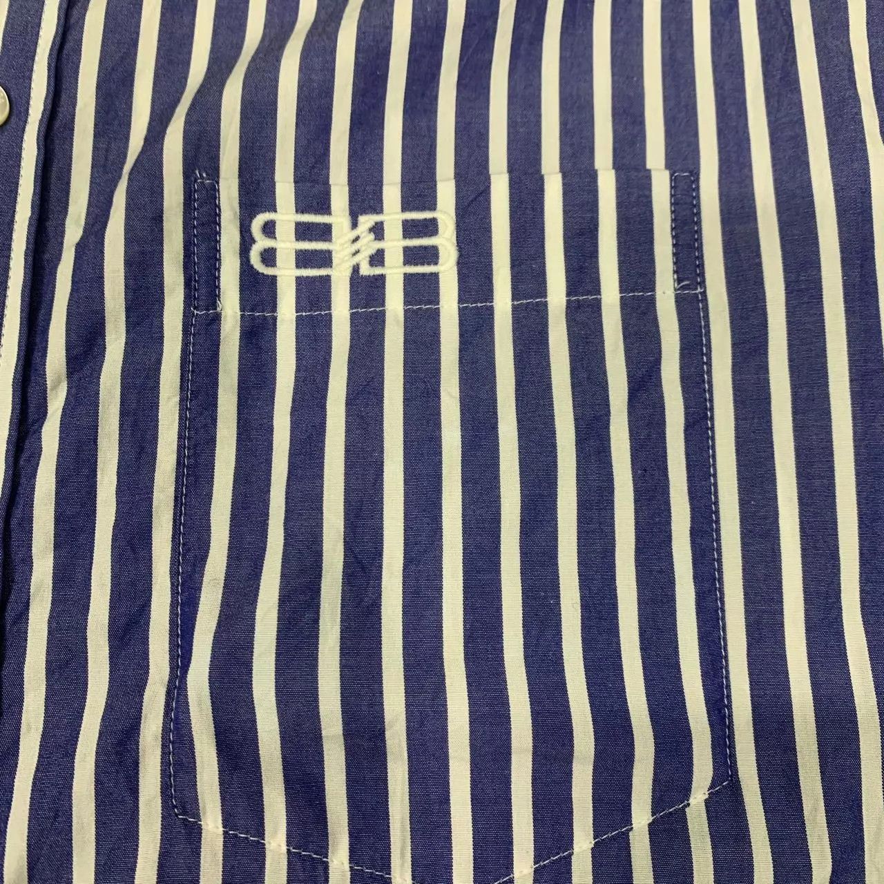 Balenciaga Balenciaga Blue Stripe Lock Embr 2P ShortSleeve Shirt 37 95new Size US XS / EU 42 / 0 - 6 Thumbnail