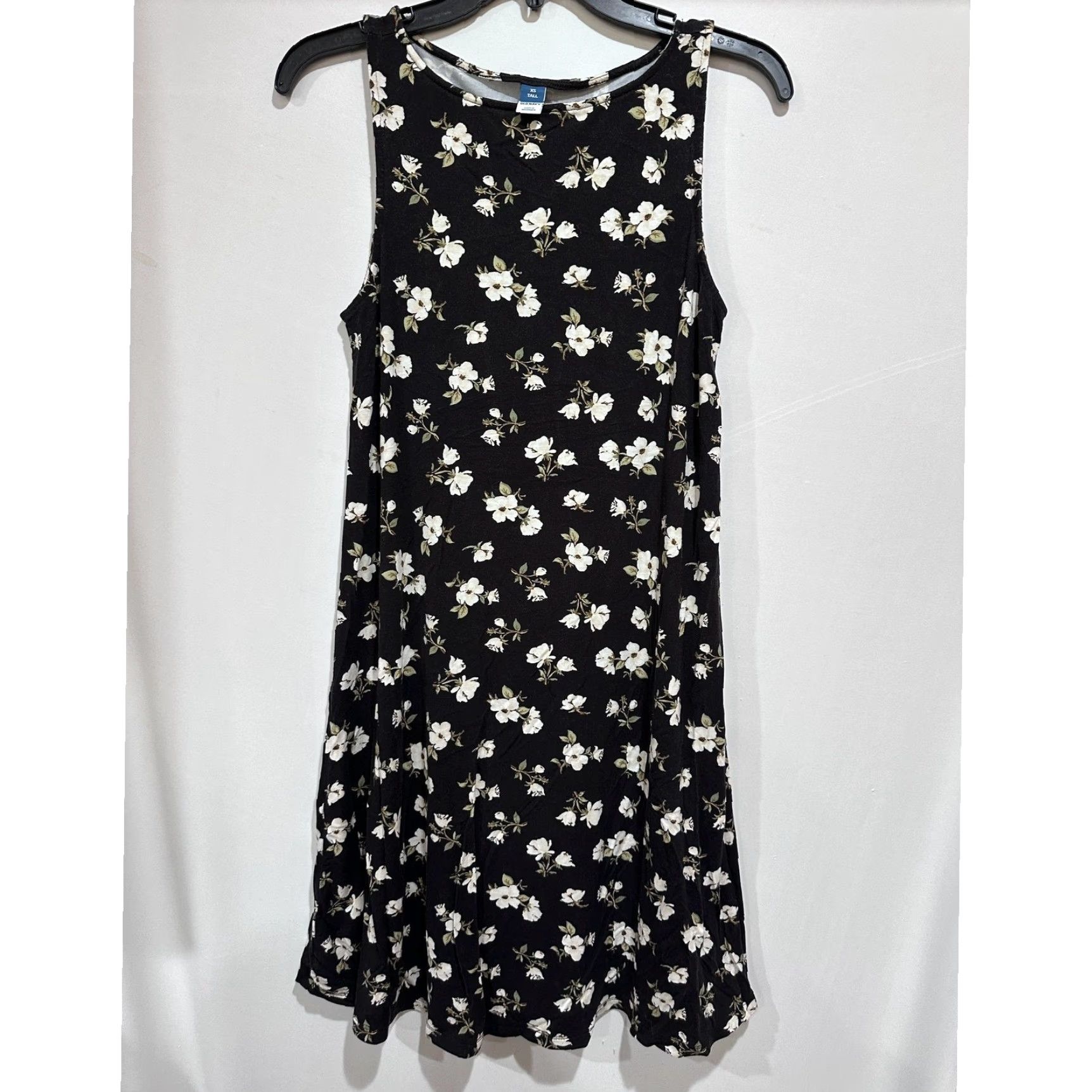 Old Navy VINTAGE Old Navy Dress XS Tall Black Floral Sleeveless Tank A-Line Swing Stretch Dainty Size XS / US 0-2 / IT 36-38 - 2 Thumbnail